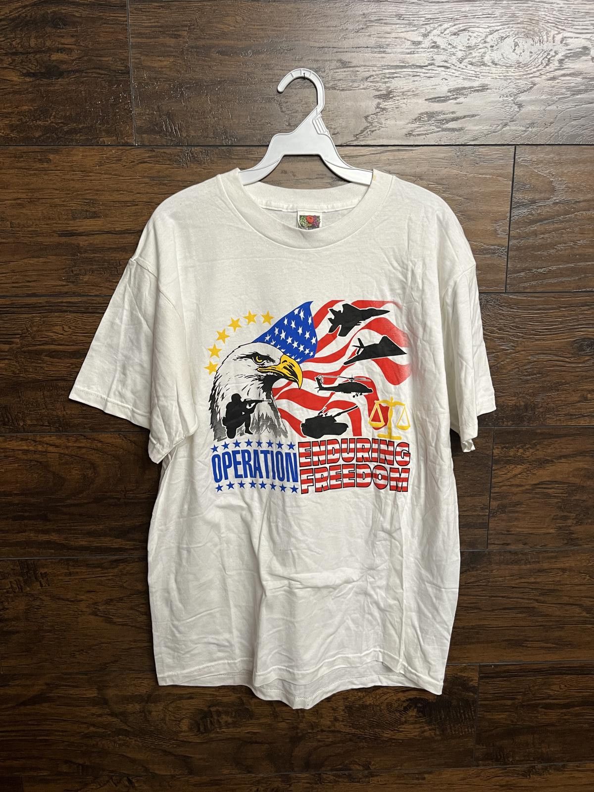 Fruit Of The Loom Operation Enduring Freedom T-shirt Bald Eagle War Tee - L Size US L / EU 52-54 / 3 - 1 Thumbnail