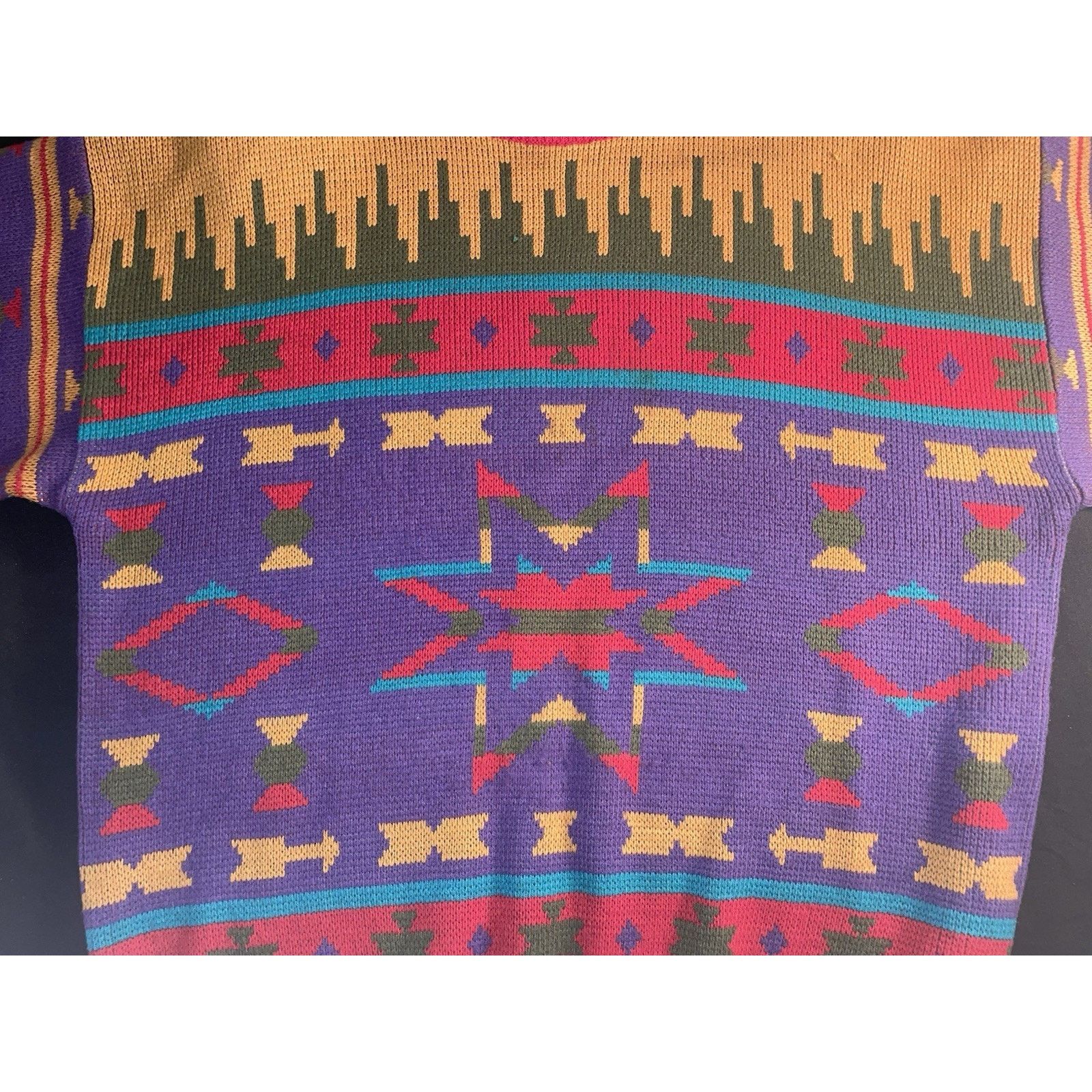 Giorgio Fiorelli VNTG Forelli International geometric knit crewneck sweater Size US XL / EU 56 / 4 - 12 Thumbnail