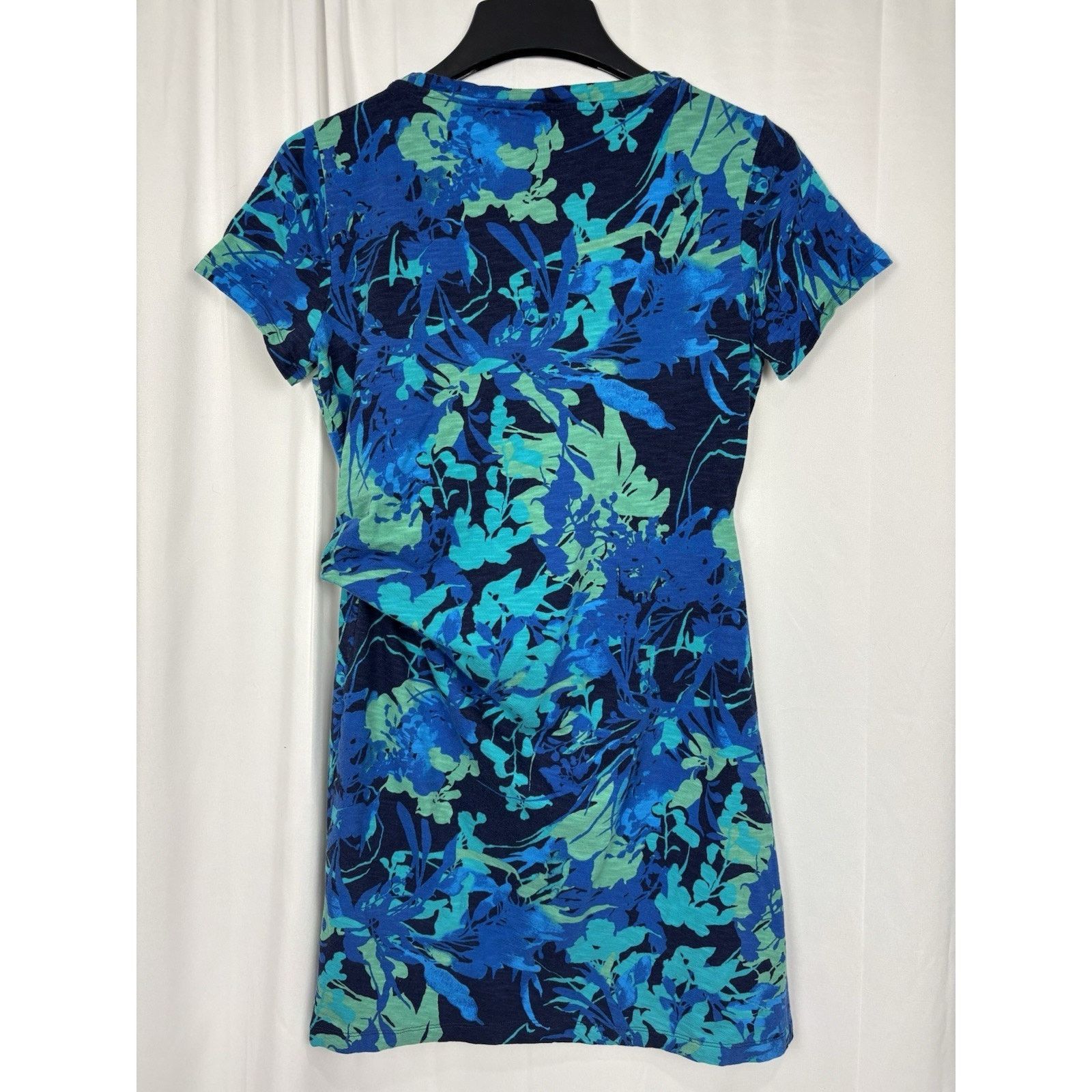 Chicos Chico’s Tie Front Blue Green Floral SS T-Shirt Dress S Size S / US 4 / IT 40 - 4 Thumbnail