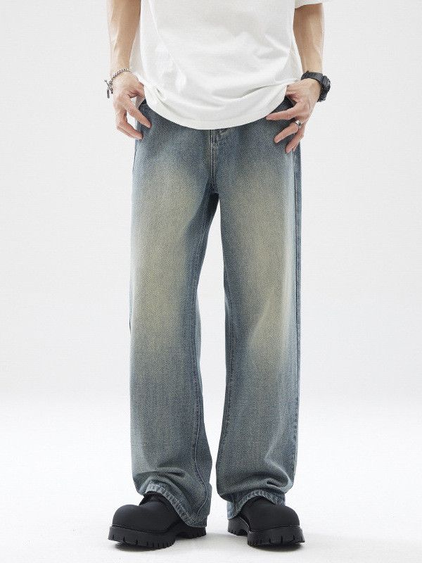 Japanese Brand Men's American Retro Washed Distressed Straight Leg Jeans Size US 32 / EU 48 - 1 Thumbnail