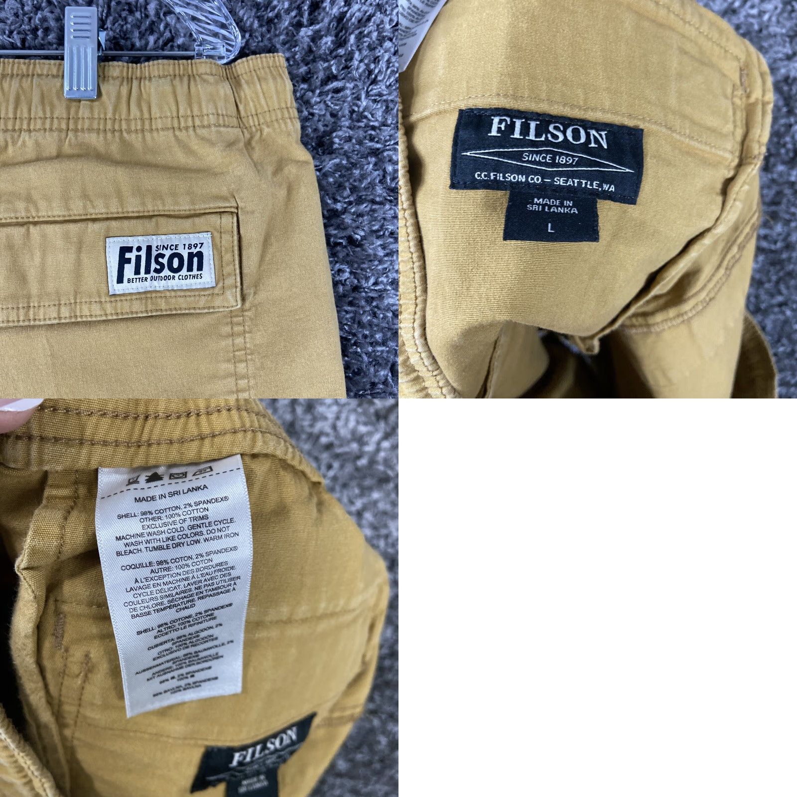 Filson VINTAGE Filson Chino Shorts Men’s Brown Large Elastic Drawstring Waistband Size US 33 - 8 Thumbnail