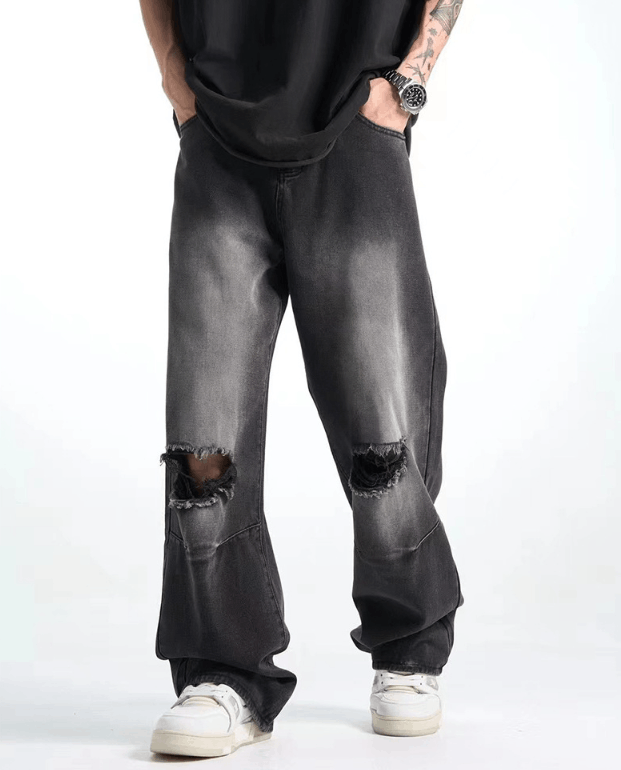 Japanese Brand × Jean Men's all-match loose straight hiphop washed ripped jeans Size US 32 / EU 48 - 1 Thumbnail