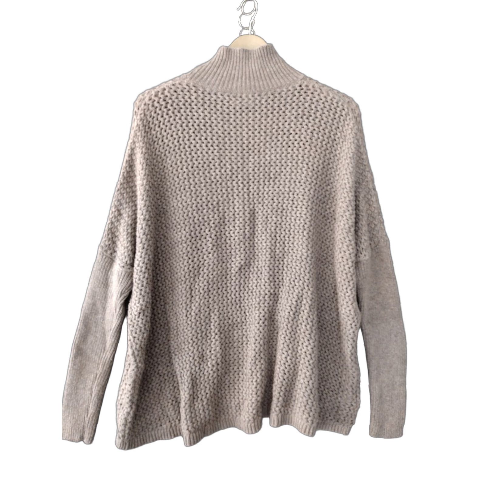 Loft LOFT Ann Taylor Beige Turtleneck Sweater Kangaroo Pocket Shirt Womens S Pullover Open-Knit Knit Solid Fall Winter Cozy Comfort Size S / US 4 / IT 40 - 1 Thumbnail