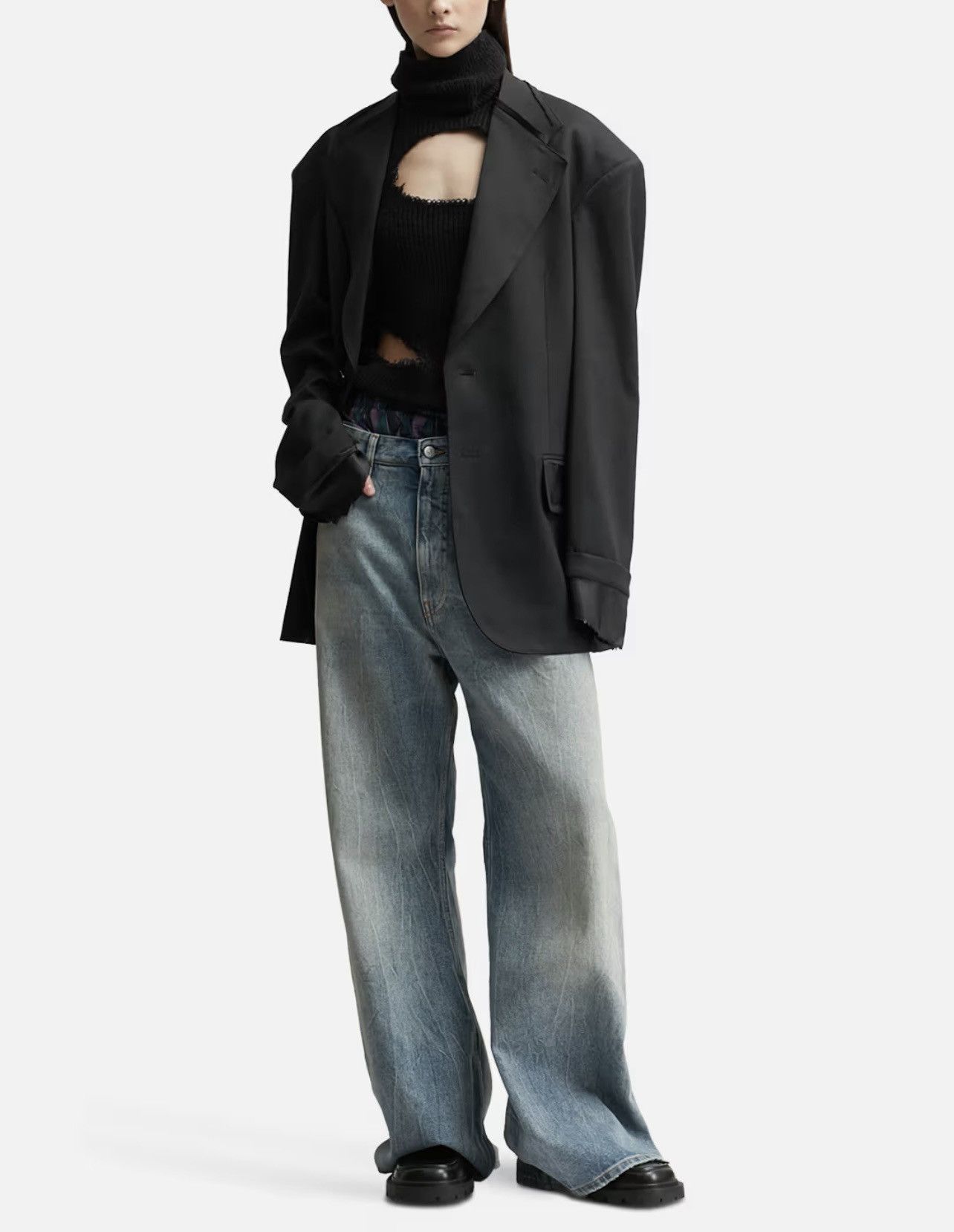 Maison Margiela !DS! SS23 Maison Margiela Deconstructed Black Blazer Jacket Size L / US 10 / IT 46 - 1 Thumbnail