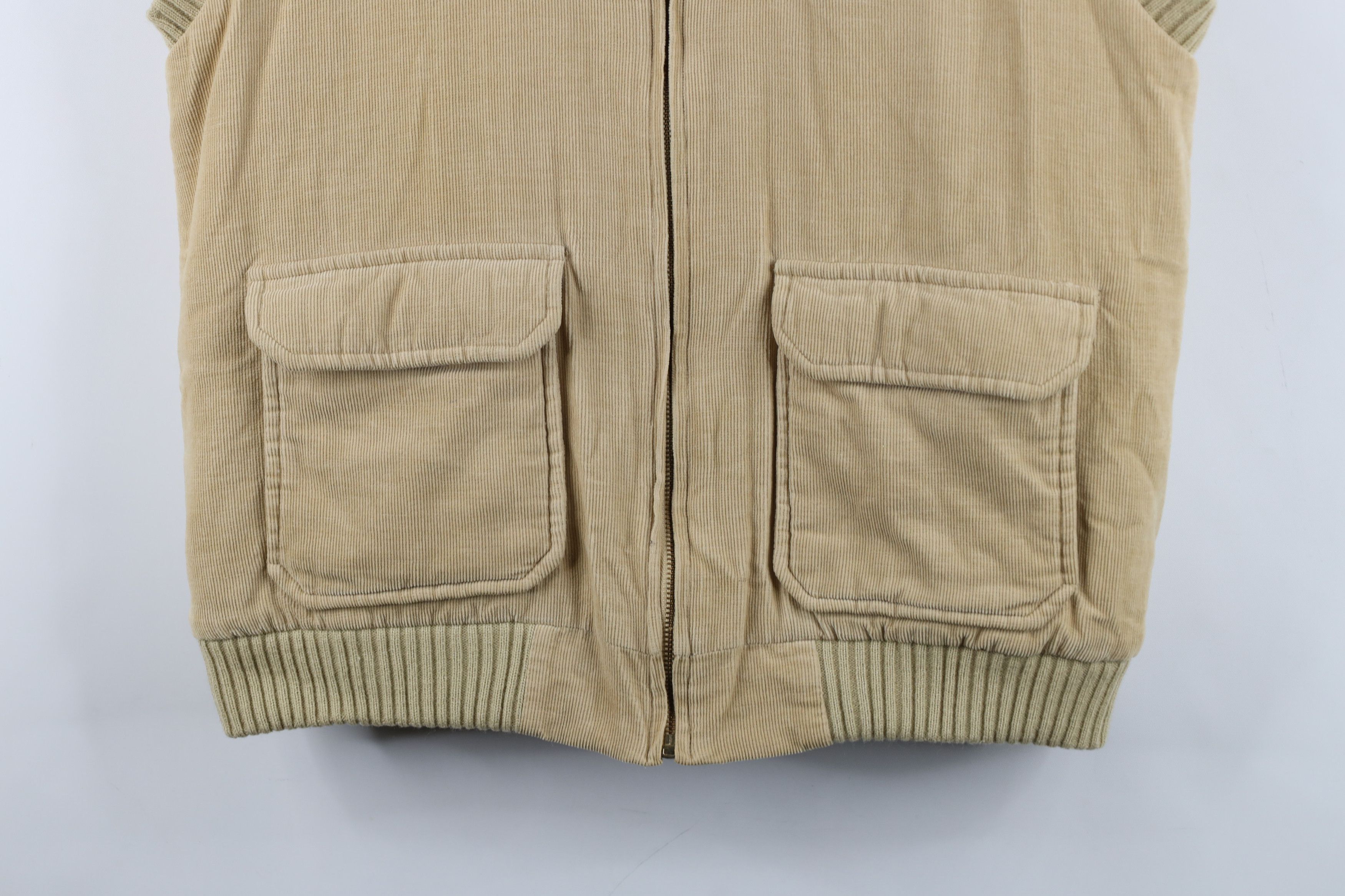 Vintage Vintage 70s Streetwear Corduroy Zip Vest Jacket Beige Size US L / EU 52-54 / 3 - 3 Thumbnail