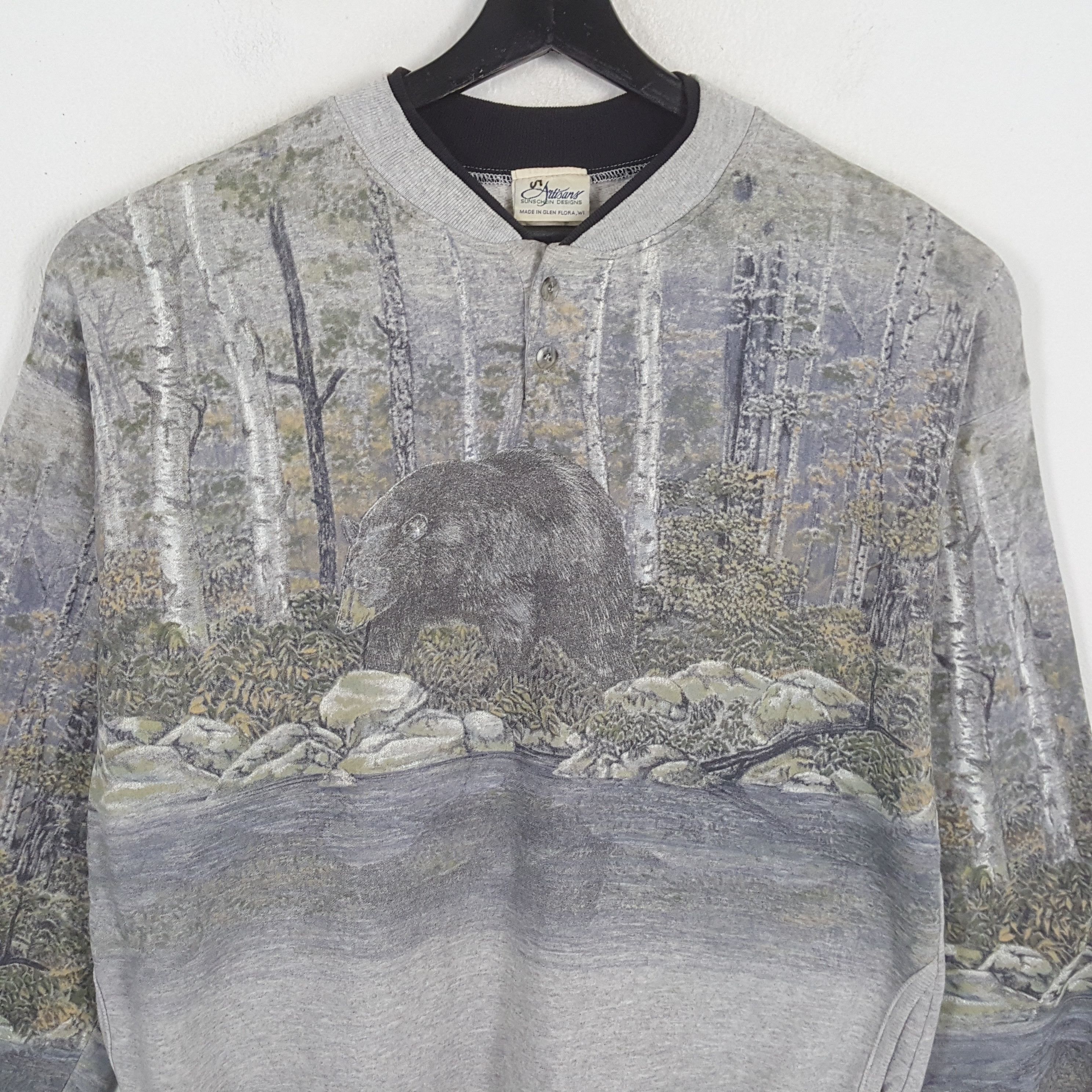 Vintage BEAR ART Animal Habitat Style Vintage Sweatshirt Size US M / EU 48-50 / 2 - 2 Thumbnail