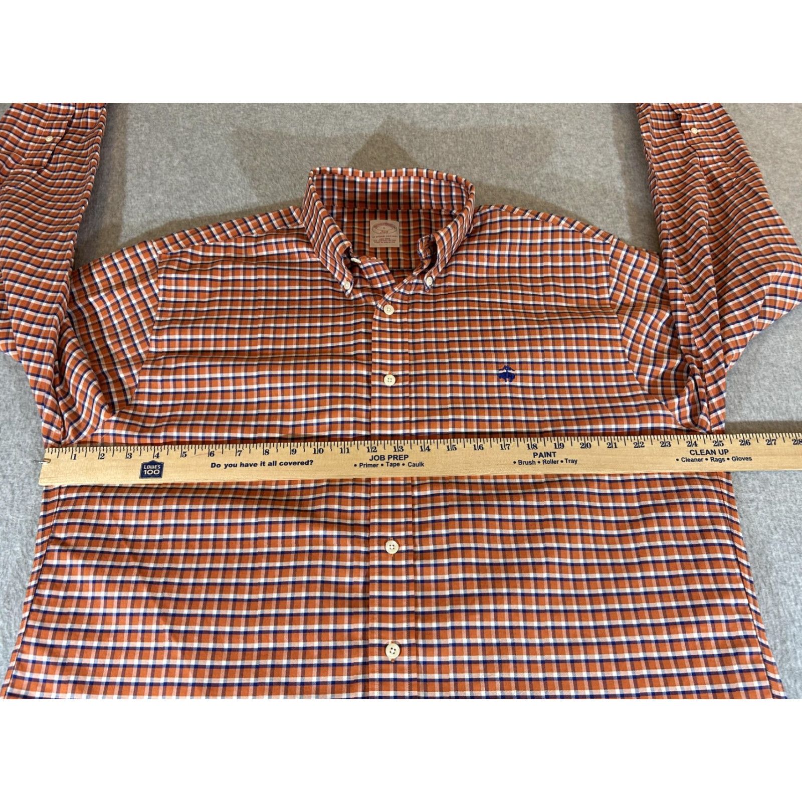 Brooks Brothers Brooks Brothers Shirt Mens Large Orange Plaid 346 Non Iron Long Sleeve Button Front Dress Shirt Size US L / EU 52-54 / 3 - 3 Thumbnail