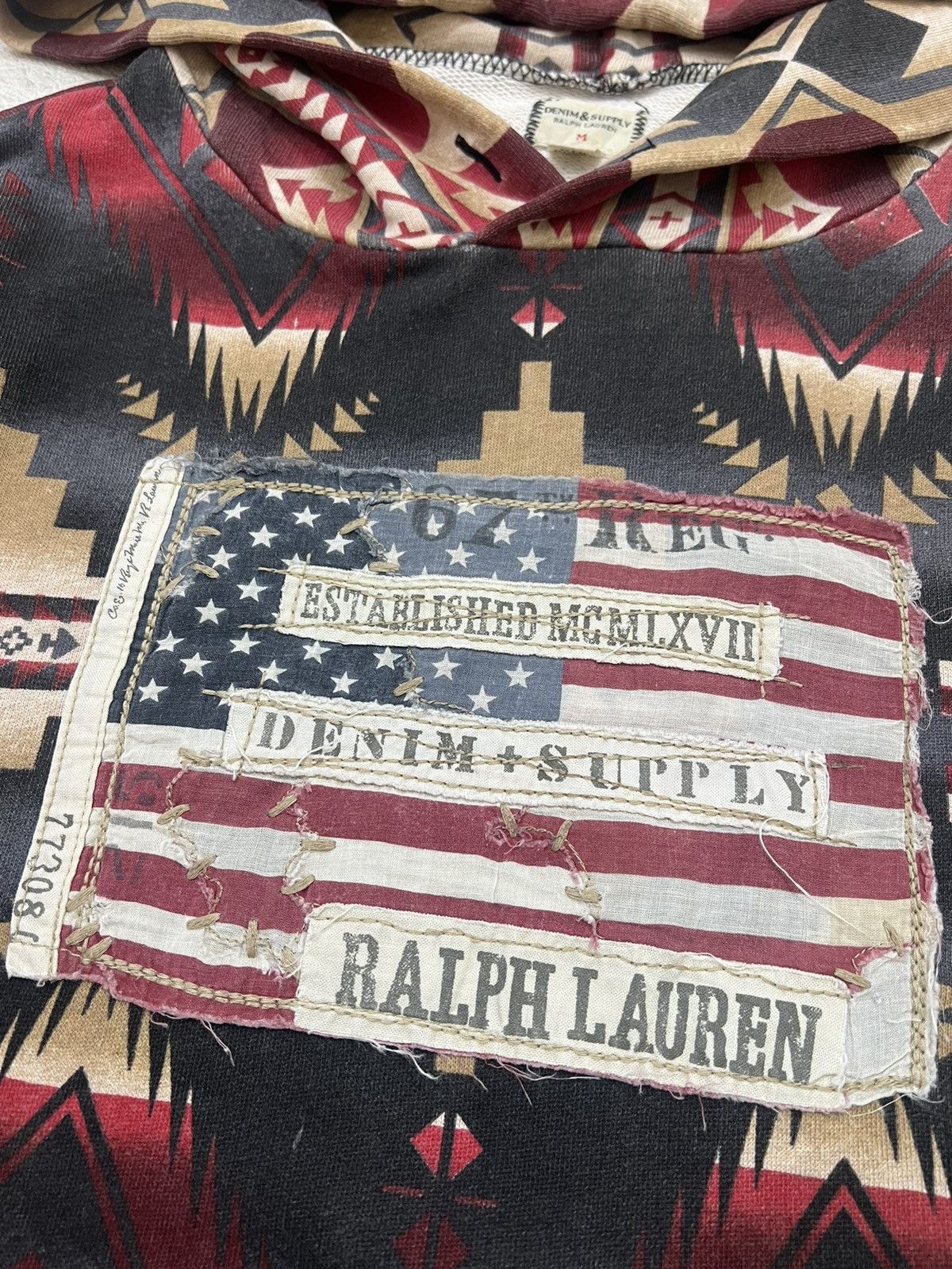 Polo Ralph Lauren 2000s RRL Denim Supply RL Aztec Print Hoddie y2k Lgb Ifsix Size US M / EU 48-50 / 2 - 3 Thumbnail