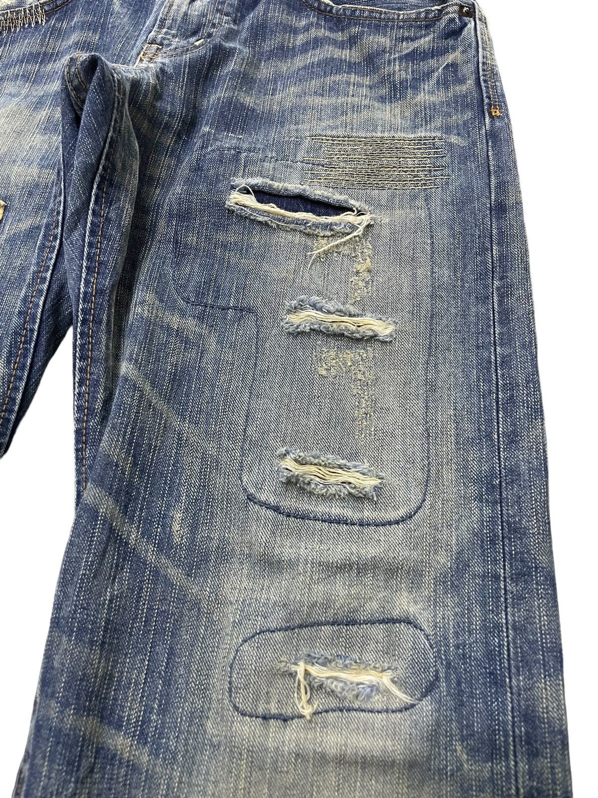 Edwin × Hysteric Glamour Vintage Edwin 403XV Patchwork Zig Zag Distressed Jeans Size US 32 / EU 48 - 11 Thumbnail