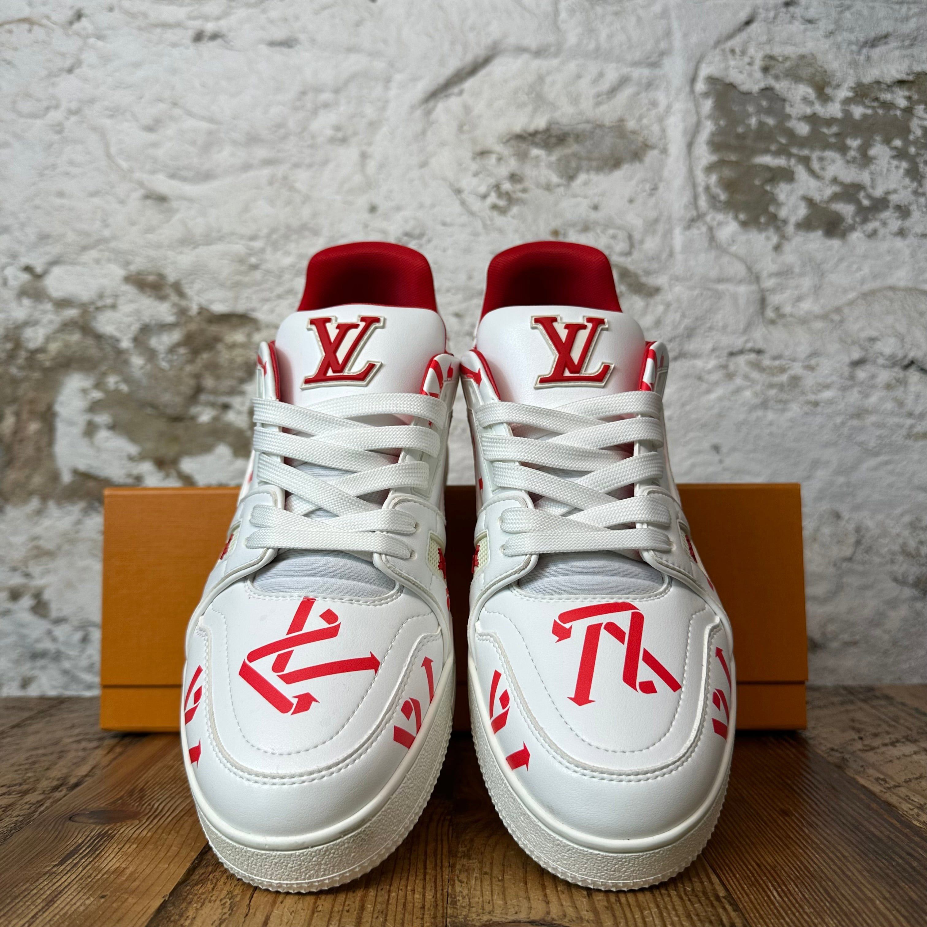 Louis Vuitton Louis Vuitton Red Letter White Trainer Sneaker Sz 8 (6.5LV) Size US 8 / EU 41 - 3 Thumbnail