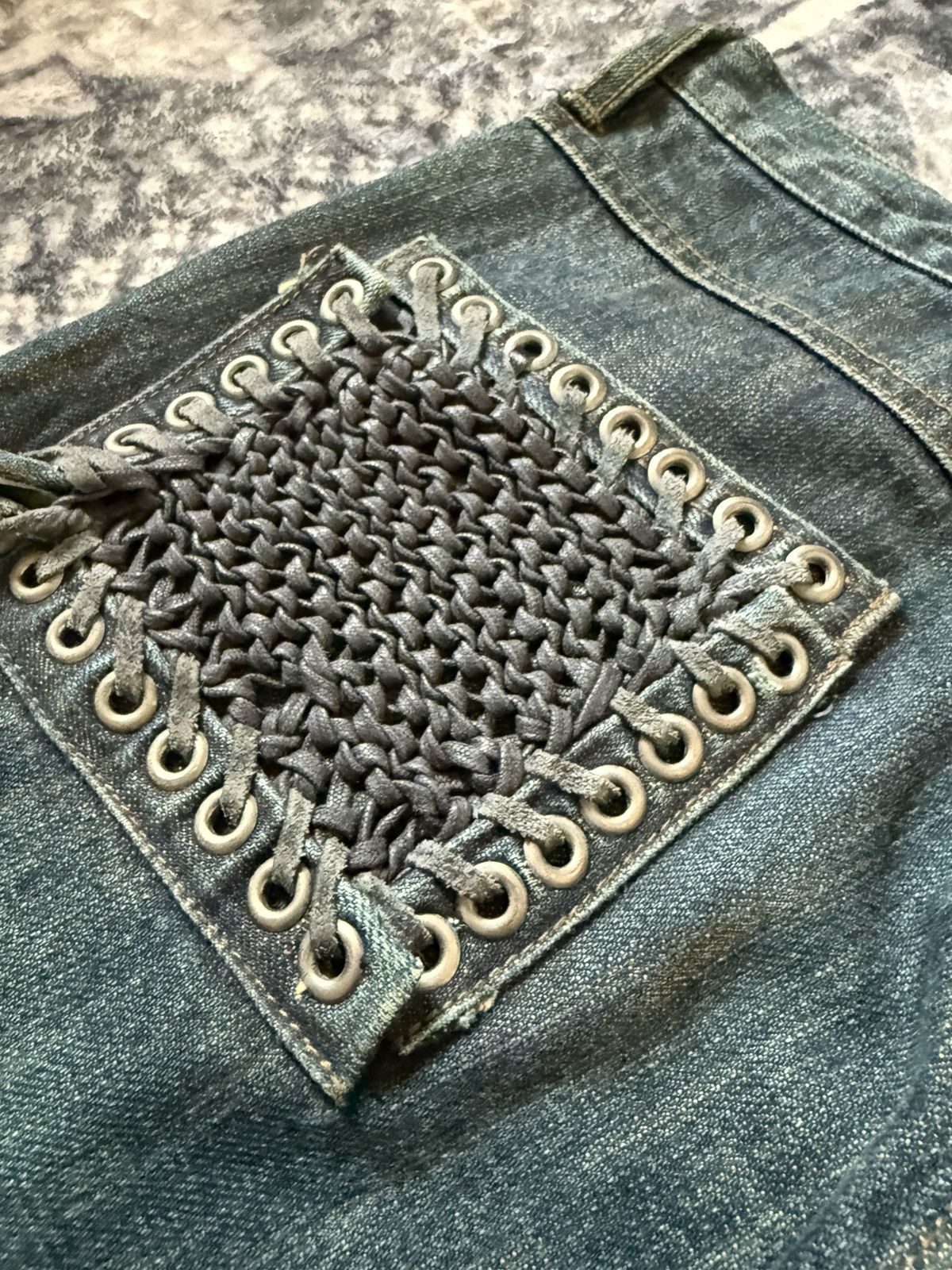 L7 Real Hip L7 Real Hip Leather Lace-up Braided Pocket Flared Jeans Size US 32 / EU 48 - 18 Thumbnail