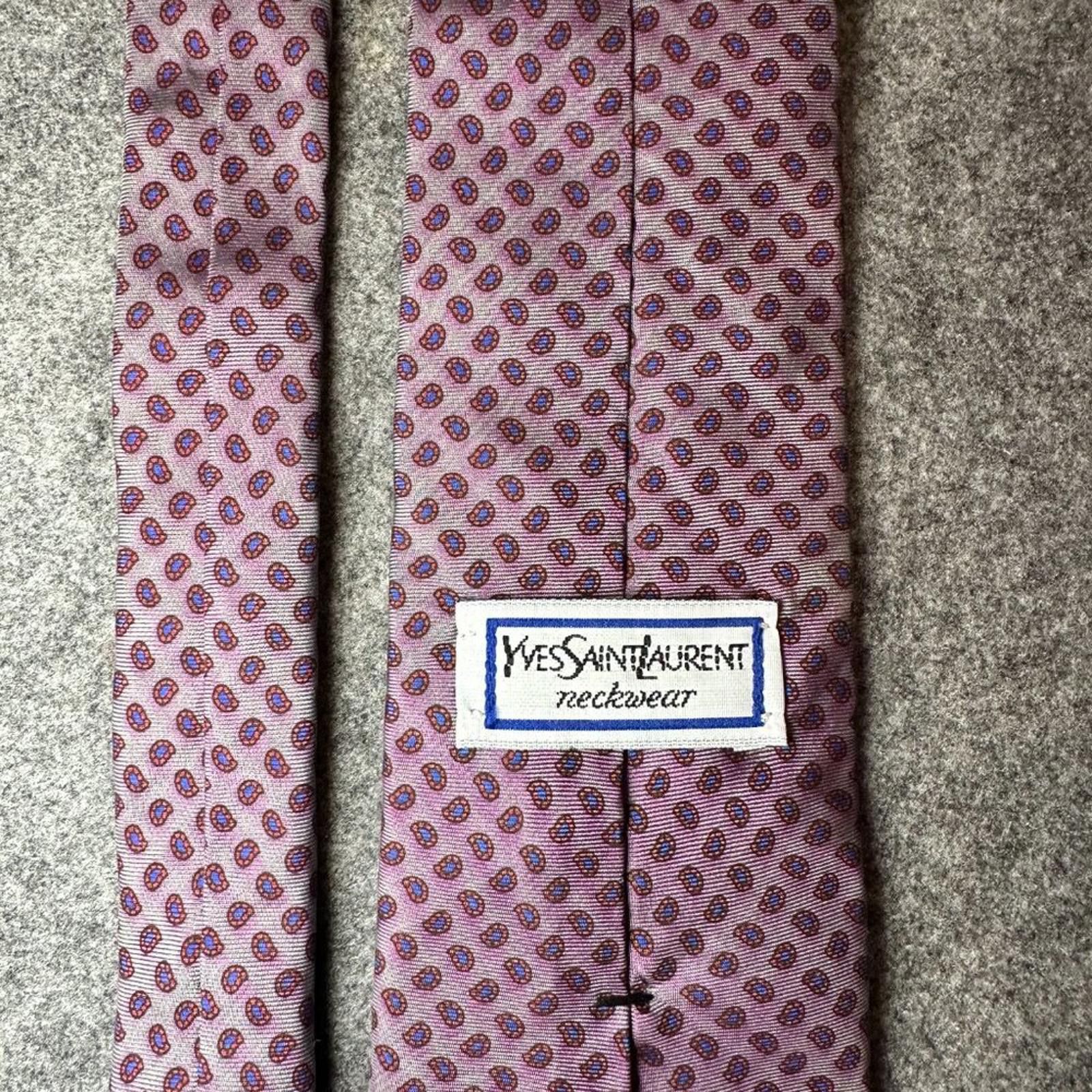 Yves Saint Laurent Vintage Yves Saint Laurent Men’s Silk Tie Purple Pattern8/10 Size ONE SIZE - 7 Thumbnail