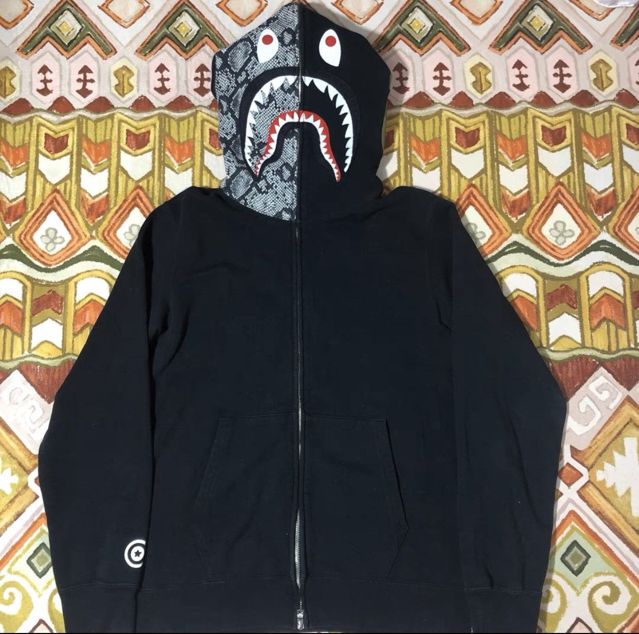 image of Bape Limited Version Shark Full Zip Hoodie in Black, Men's (Size Large)