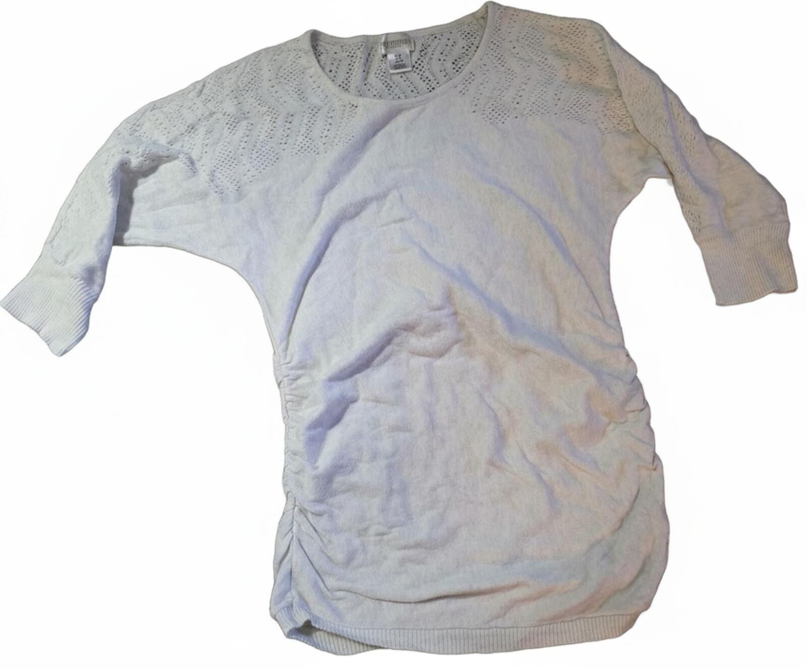 Other Motherhood Maternity White Knit 3 Quarter Sleeve Top Small Size S / US 4 / IT 40 - 2 Thumbnail