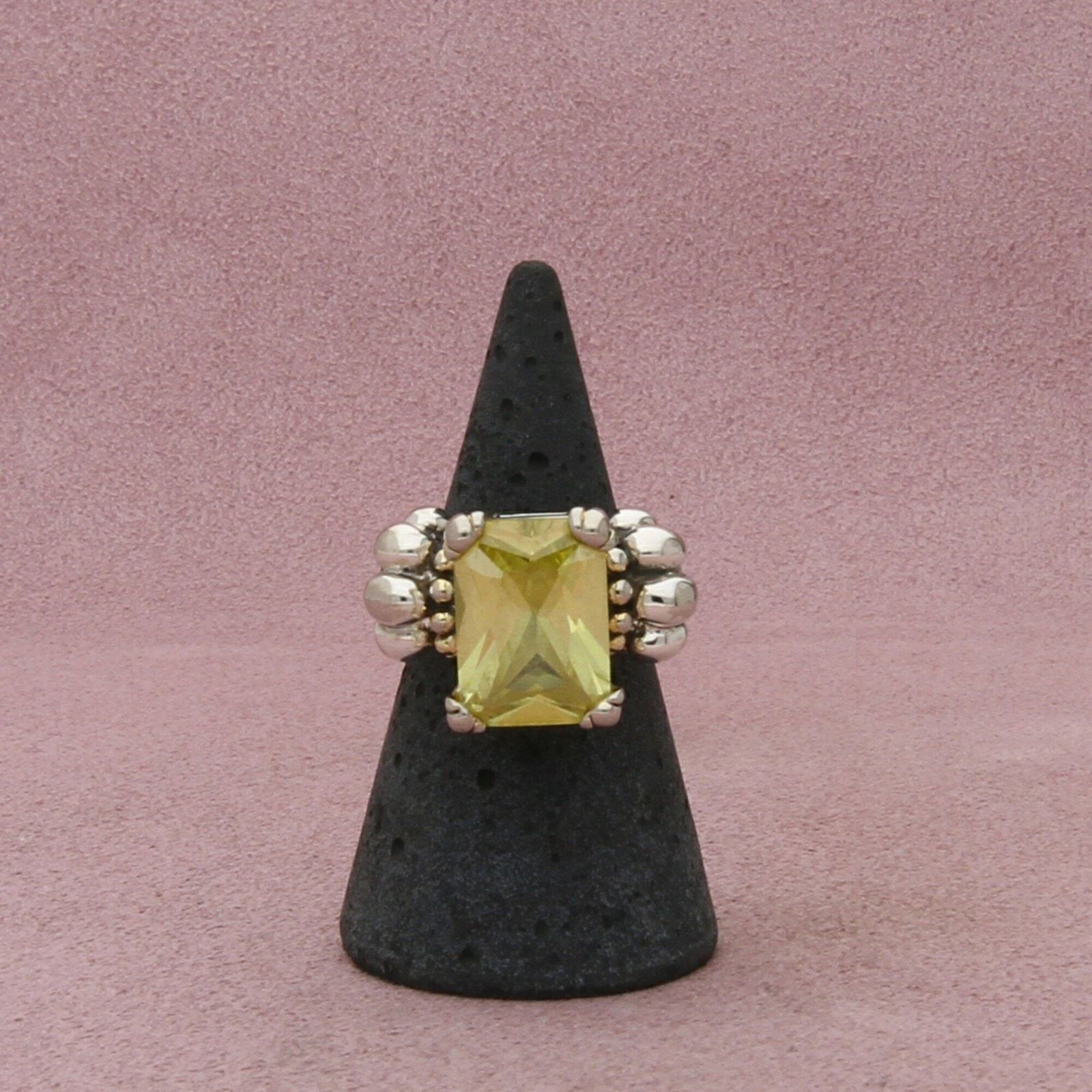 Sterling Silver sterling silver caviar style yellow cz ring size 5 Size ONE SIZE - 1 Thumbnail