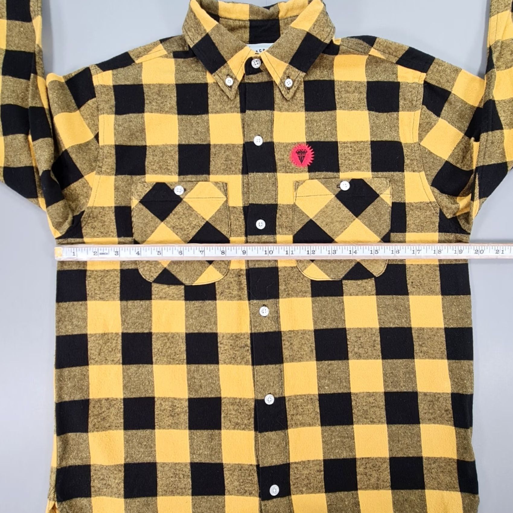 Vintage Icecream Mens Shirt Yellow Small Flannel Gingham Check Cotton Button Down Shirt Long Sleeve Collared Casual Pockets Button-Up Vintage No Size US S / EU 44-46 / 1 - 7 Thumbnail