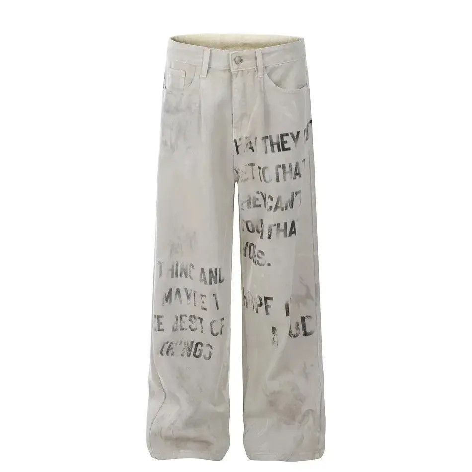 Japanese Brand Retro loose dirty dye graffiti printed jeans Size US 32 / EU 48 - 5 Thumbnail