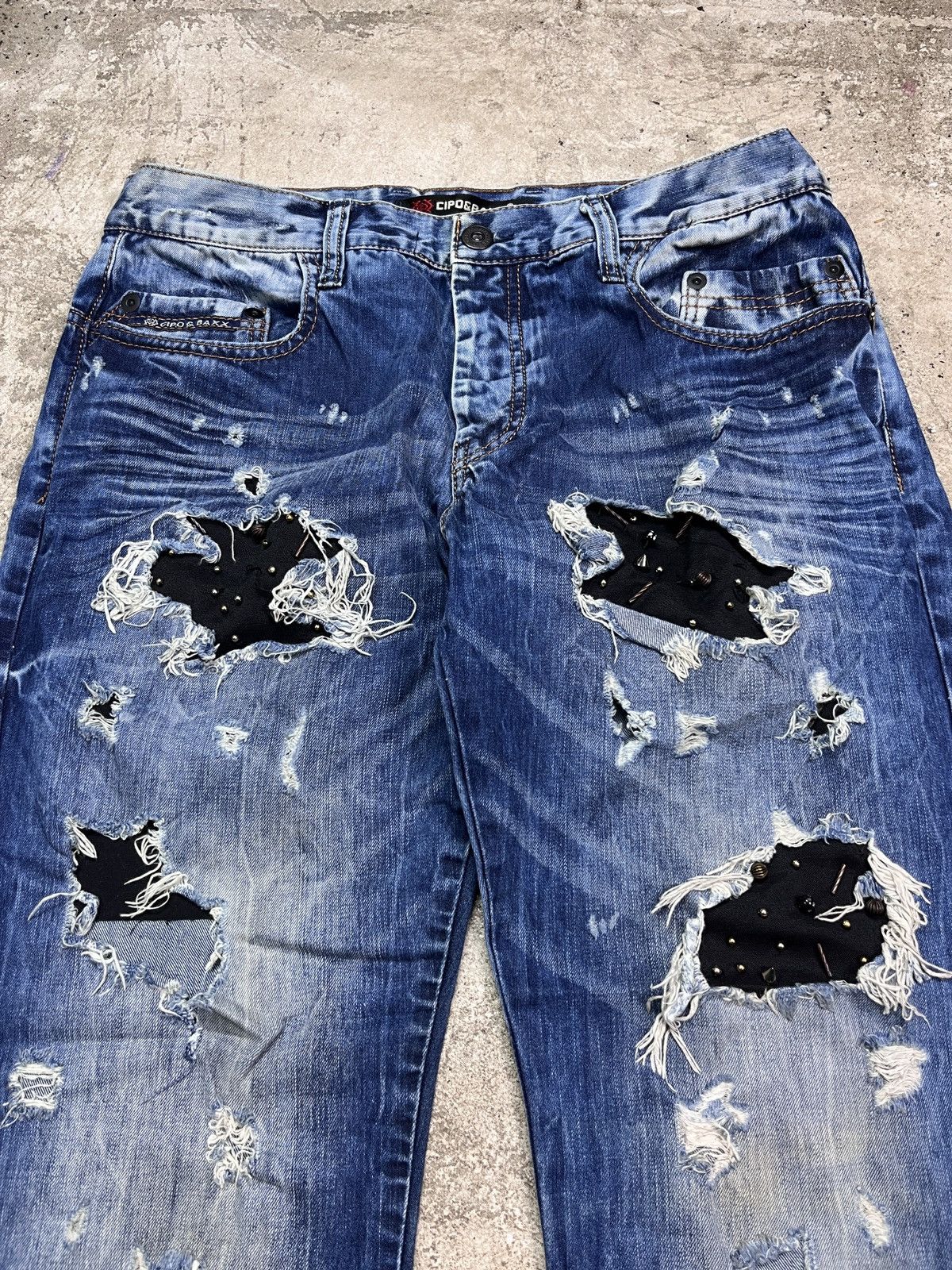 Vintage BAGGY DISTRESSED BONDAGE FADED PANTS - LOT № 3161 Size US 34 / EU 50 - 3 Thumbnail