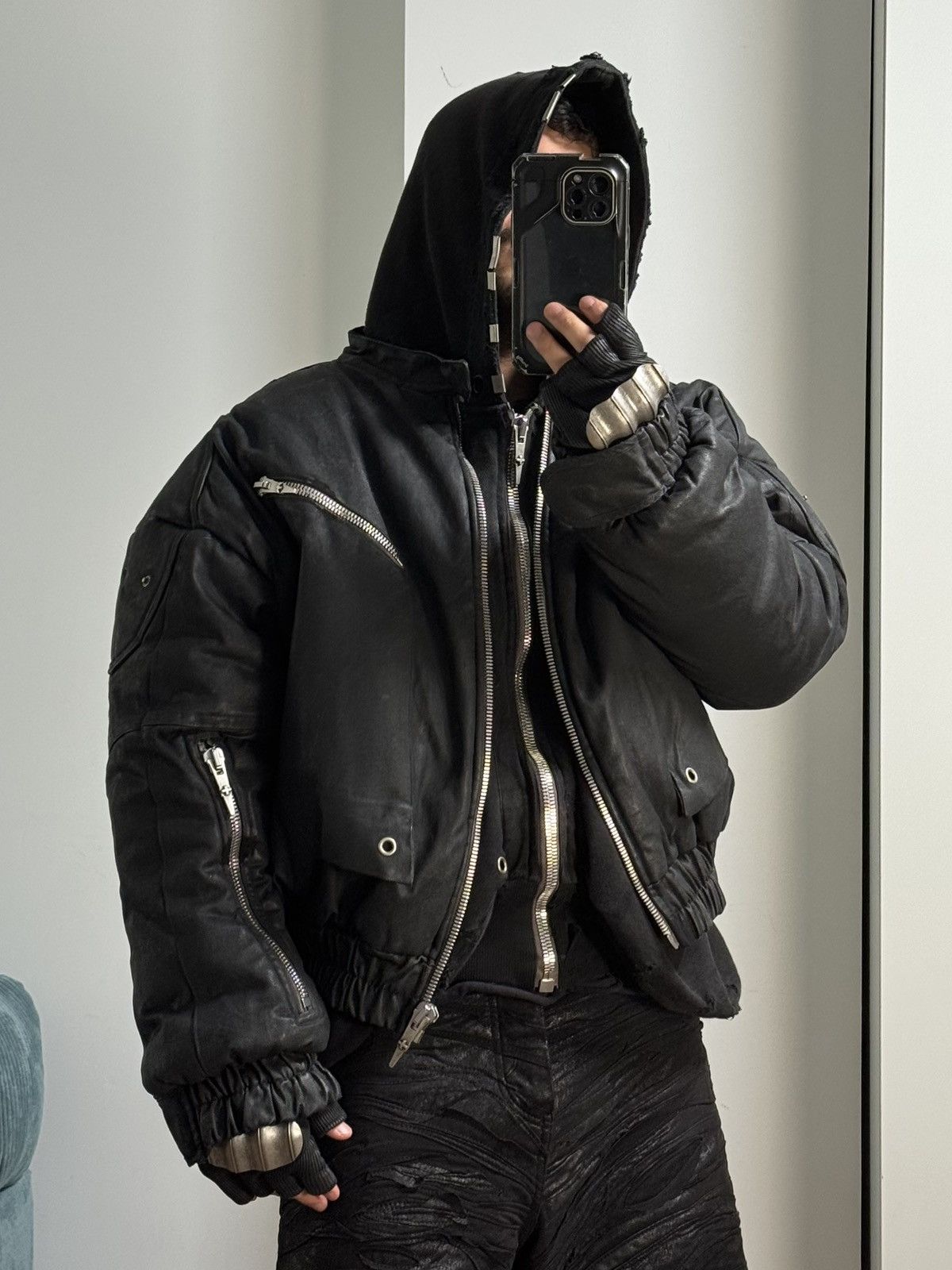 SHINE LUXURY RARE Shine Luxury “METHADONE” Layered Moto Bomber Jacket Size US S / EU 44-46 / 1 - 25 Thumbnail