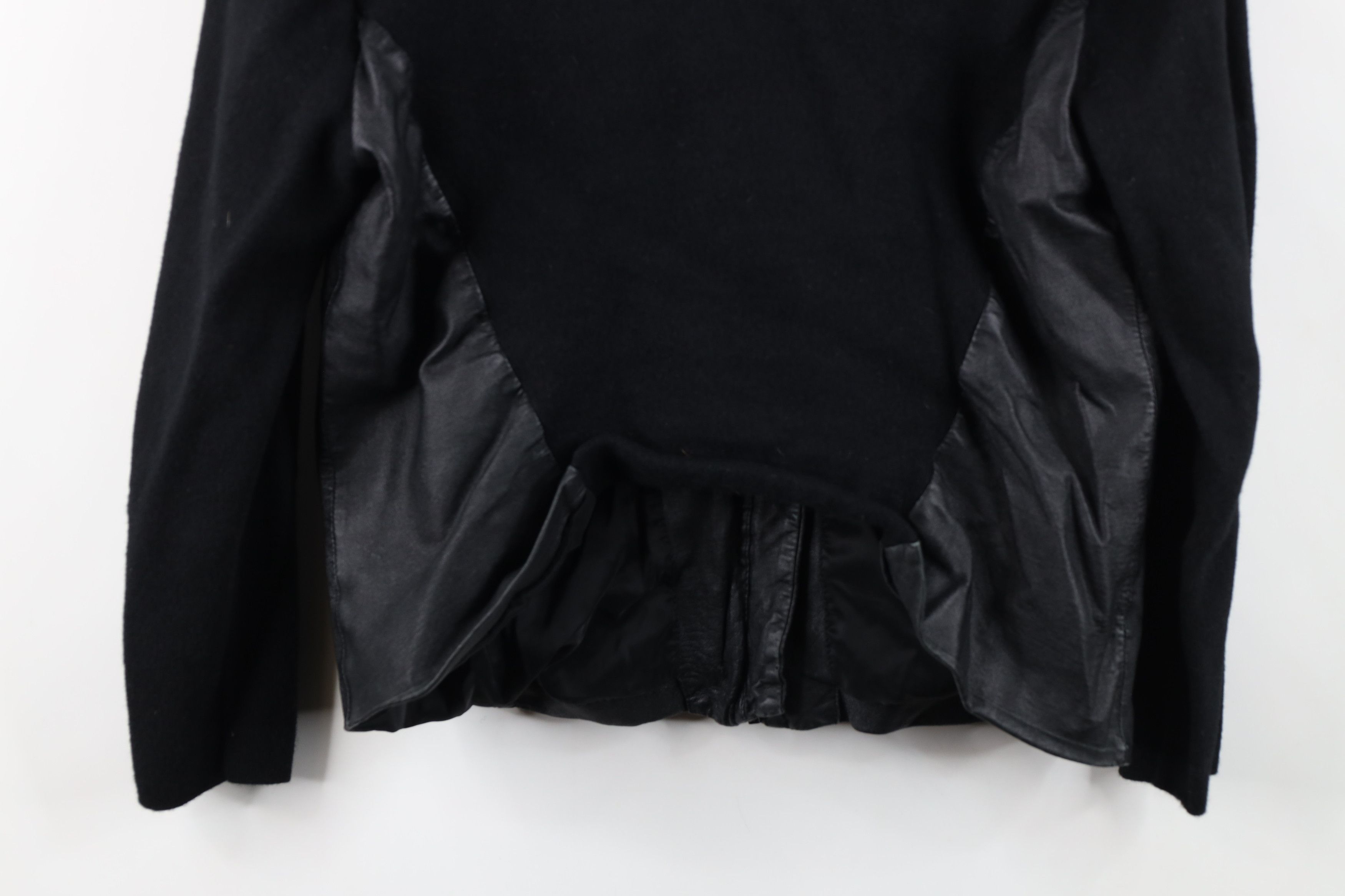 Vintage Classiques Entier Wool Knit Leather Jacket Swacket Black Size L / US 10 / IT 46 - 14 Thumbnail