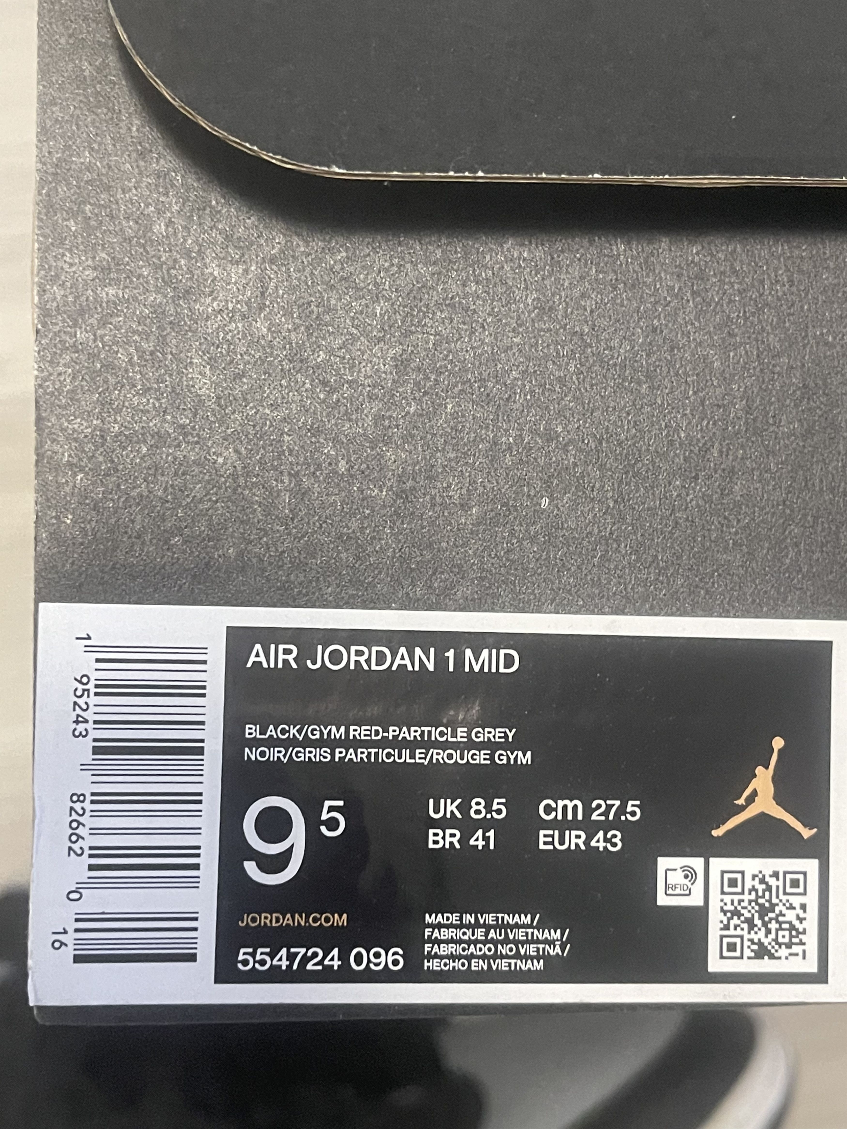 Jordan Brand Air Jordan 1 Mid “ Shadow Red “ Size US 9.5 / EU 42-43 - 2 Thumbnail