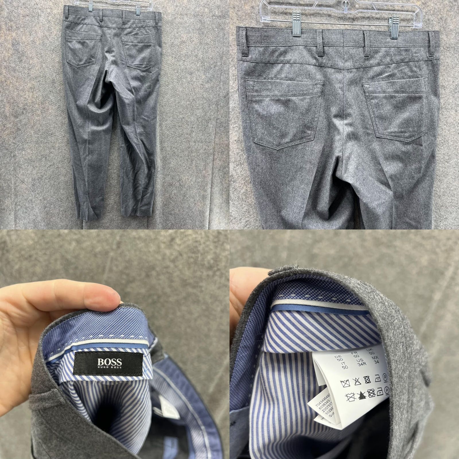 Vintage VINTAGE: NO Hugo Boss Pants Men 34R Gray Chino Pleated Dress Casual Wool Trousers Size US 34 / EU 50 - 8 Thumbnail