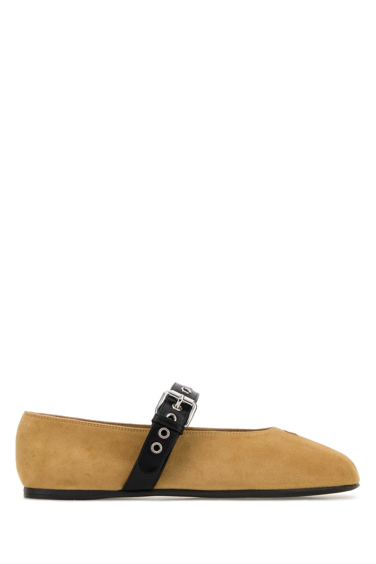 Miu Miu Beige Suede Ballerinas Size US 10 / IT 40 - 1 Thumbnail