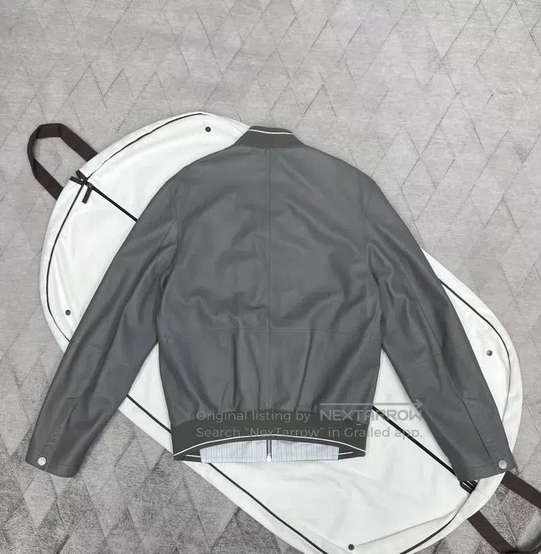 Hermes Hermes Elephant Grey Lamb Leather Baseball Jacket Size US S / EU 44-46 / 1 - 6 Thumbnail
