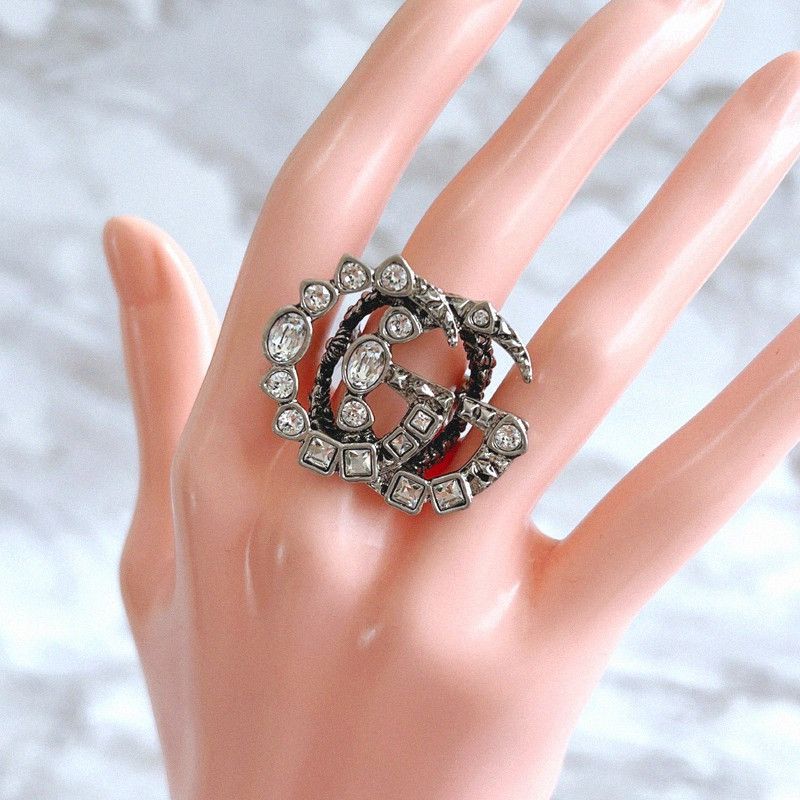 Gucci Gucci Mamont Crystal GG Doubling Ring Size ONE SIZE - 11 Thumbnail