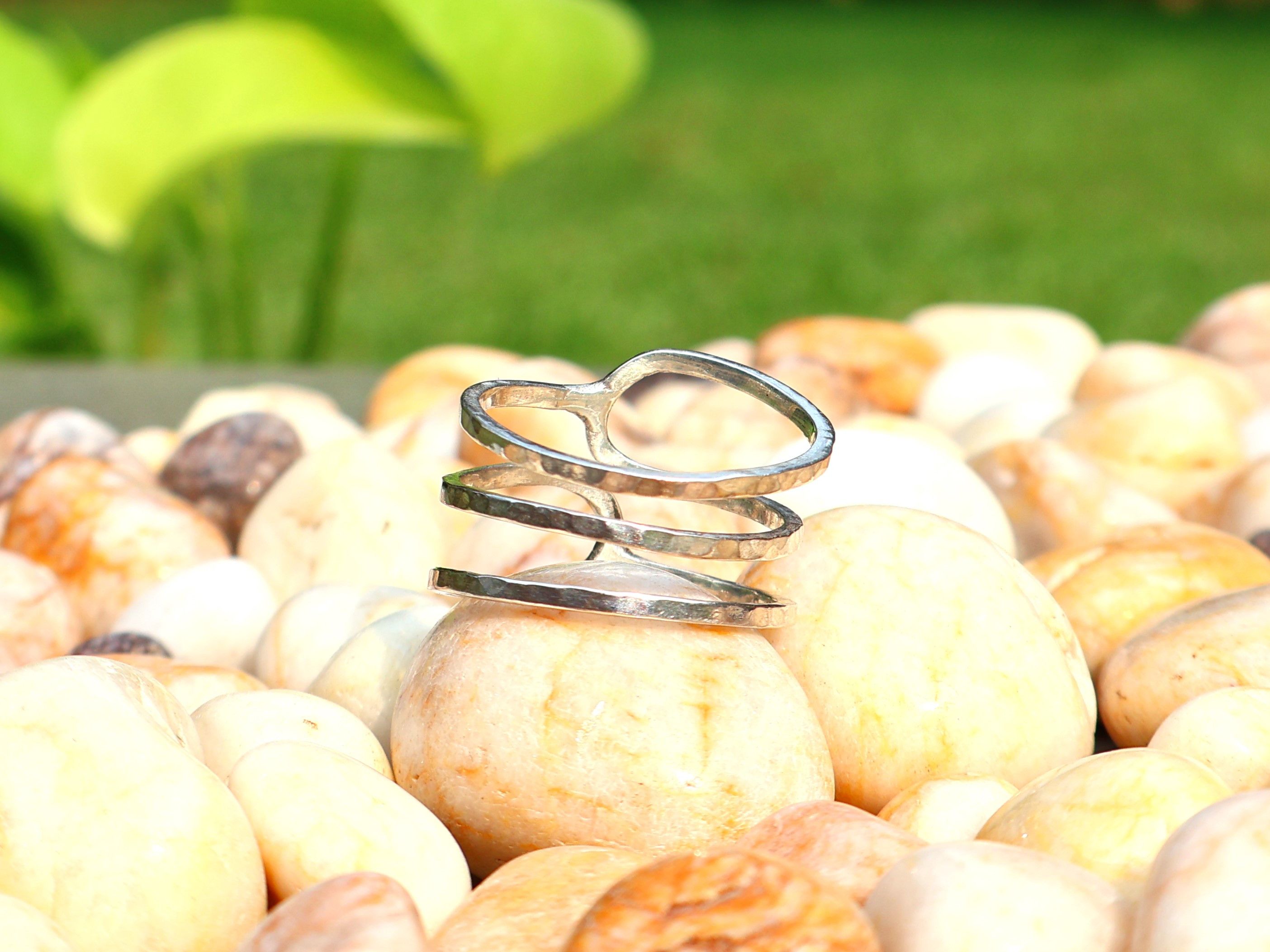 Handmade Hammered Spiral Ring, 925 Sterling Silver, Handmade Ring, Size ONE SIZE - 2 Thumbnail