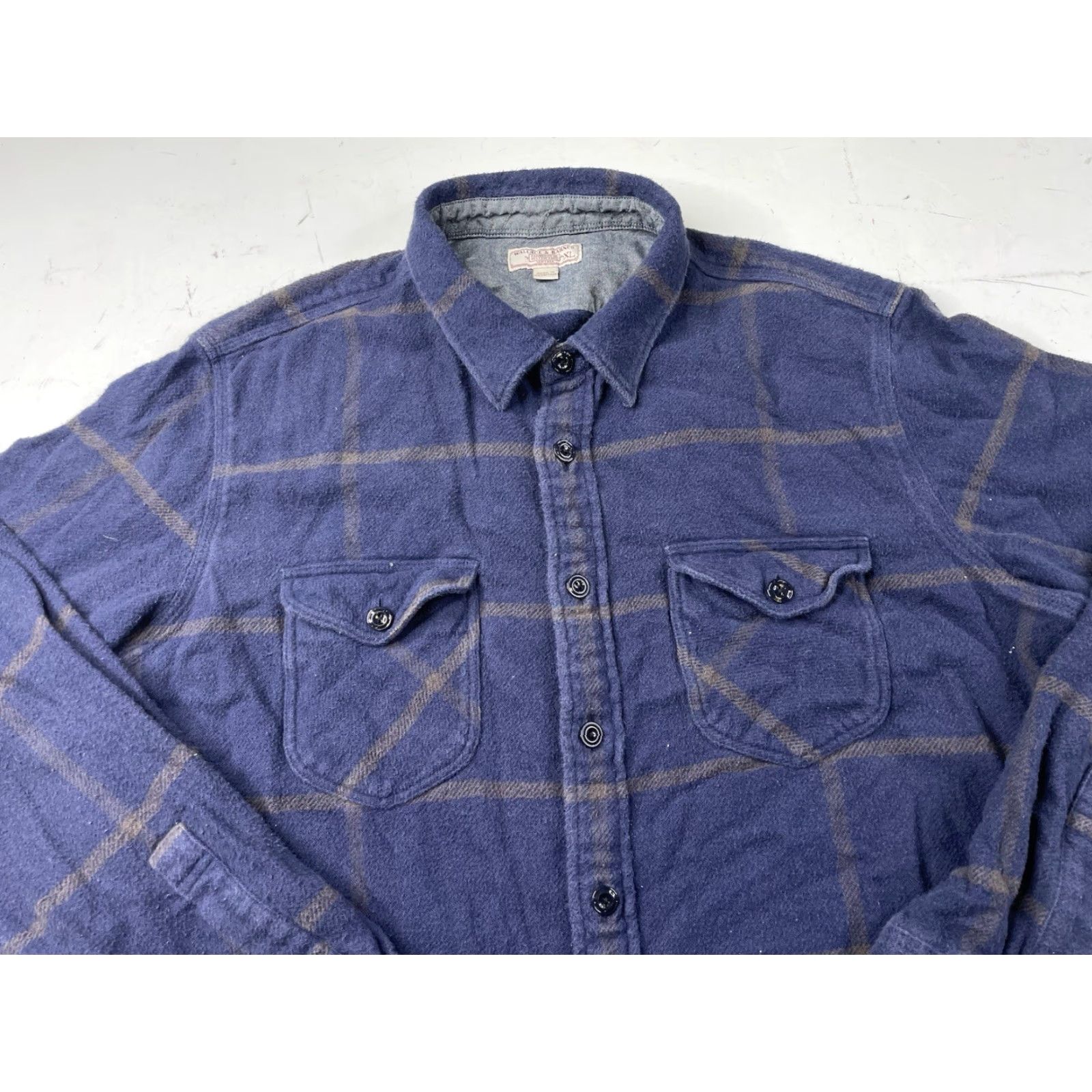 Wallace & Barnes Wallace & Barnes Shirt Mens XL Classic Fit Windowpane Heavy Flannel J Crew K2518 Blue Cotton Plaid Long Sleeve Button-Up Pockets Regular -Mens- Size US XL / EU 56 / 4 - 2 Thumbnail
