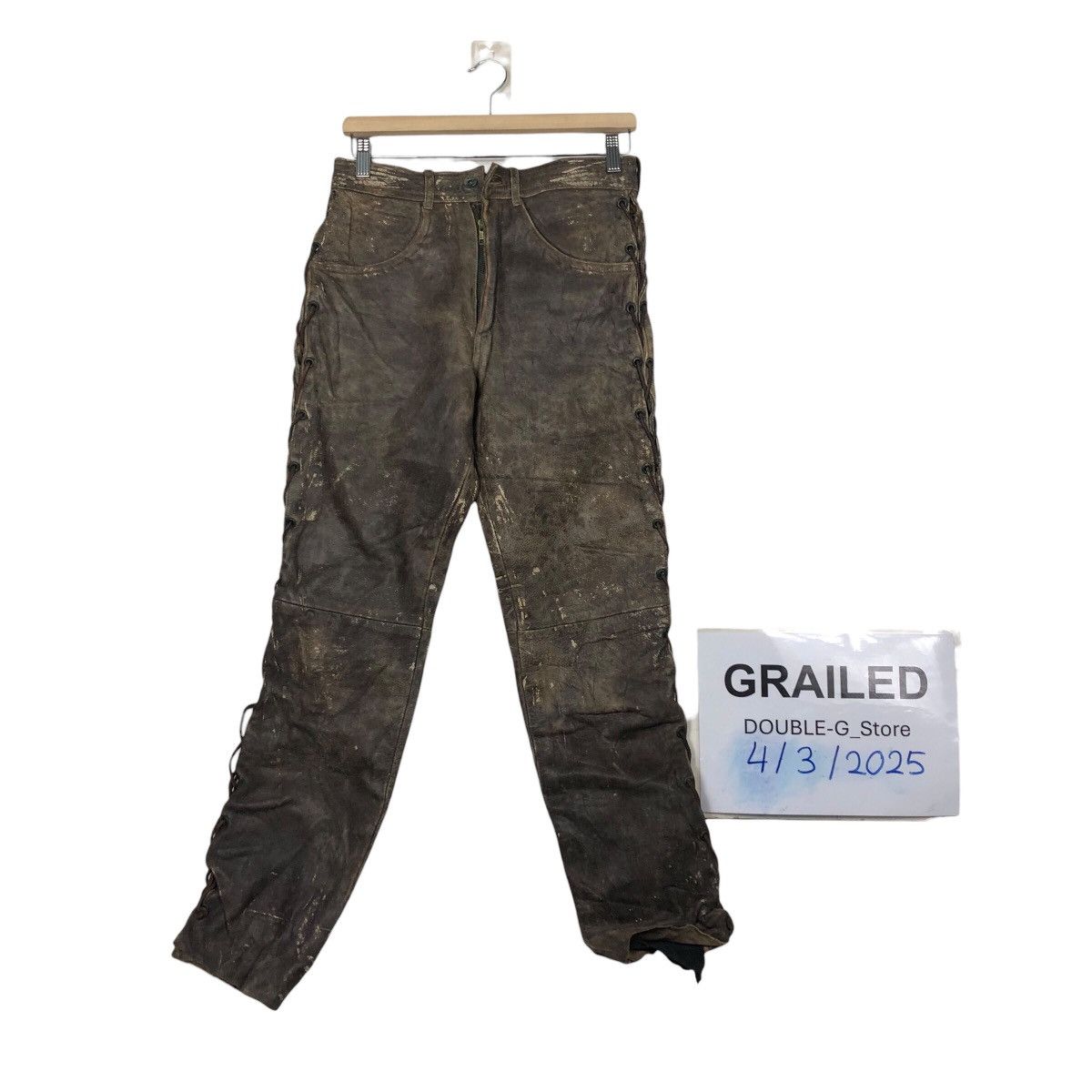 Genuine Leather 📌Vintage Leather Biker Pants Pantera Cowboy Issey Miyake Size US 30 / EU 46 - 1 Thumbnail