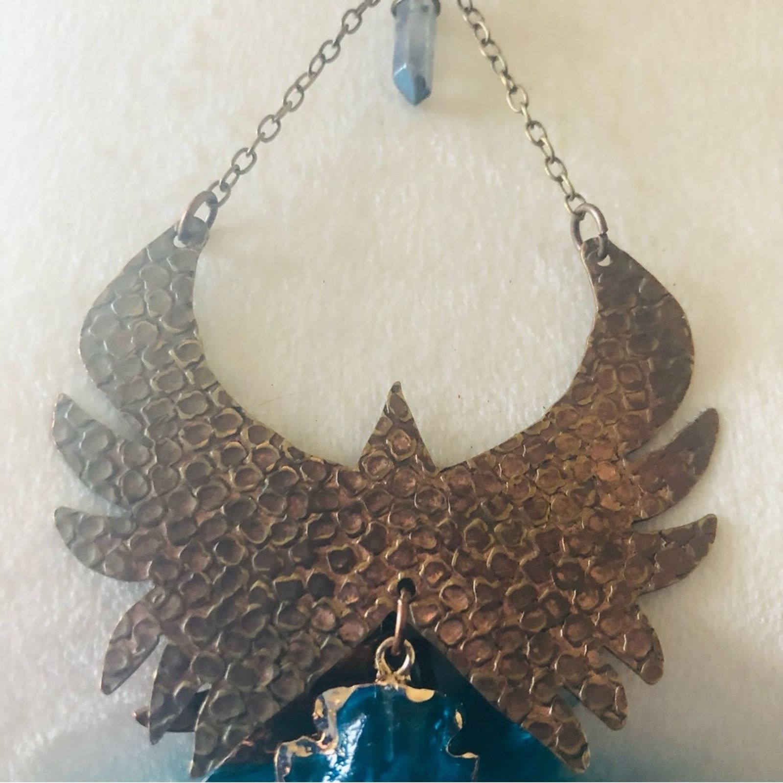Handmade Handcrafted copper eagle Czech Pearl howlite necklace Size ONE SIZE - 13 Thumbnail