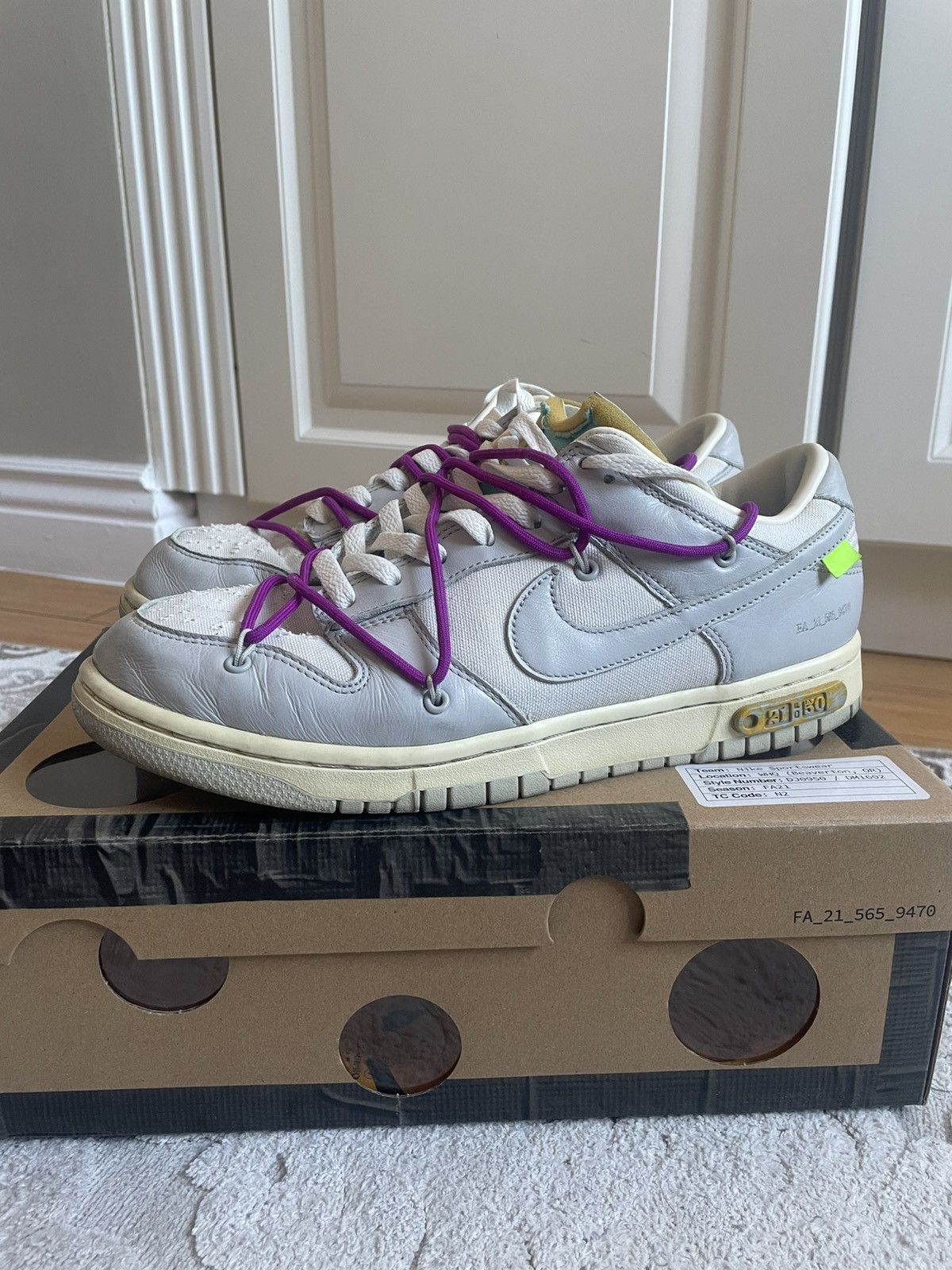 Nike × Off-White Dunk low x Off White LOT21 9us Size US 9 / EU 42 - 2 Thumbnail