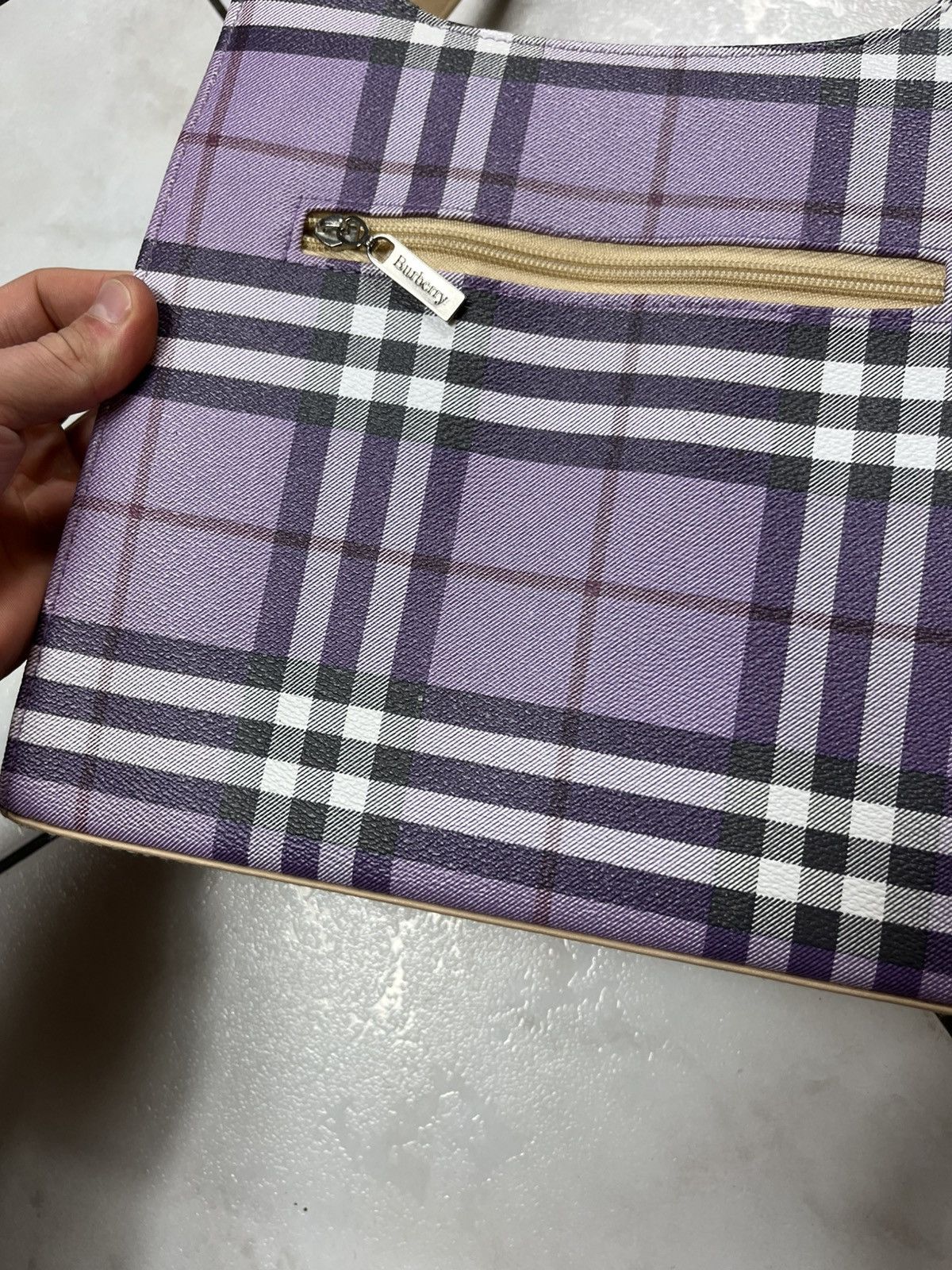 Vintage Burberry 90s leather big bag handbag nova checked