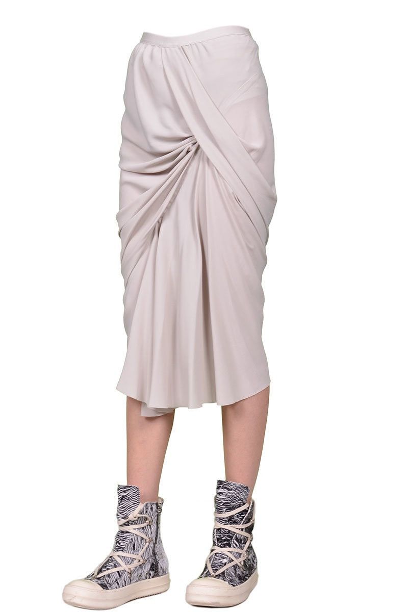 Rick Owens Last Size Rick Owens Wrap Acetate & Wool Midi Skirt in Grey Size 27" / US 4 / IT 40 - 3 Thumbnail