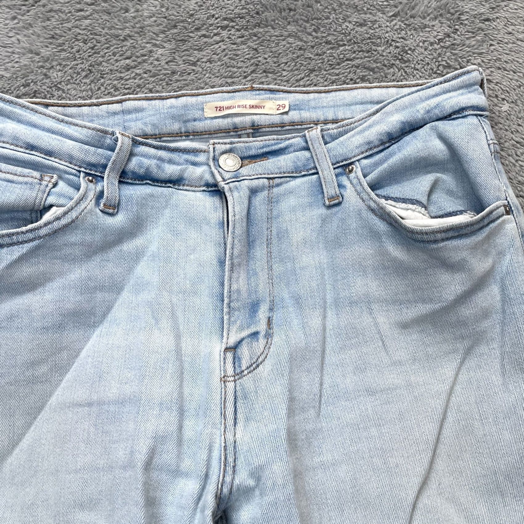 Levi's Levi's 721 Jeans Womens 29 Blue High Rise Skinny Denim Cotton Polyester Spandex Button Zip 5-Pocket 30 Inseam Light Wash - Regular Mens Womens Girls Size 29" - 3 Thumbnail