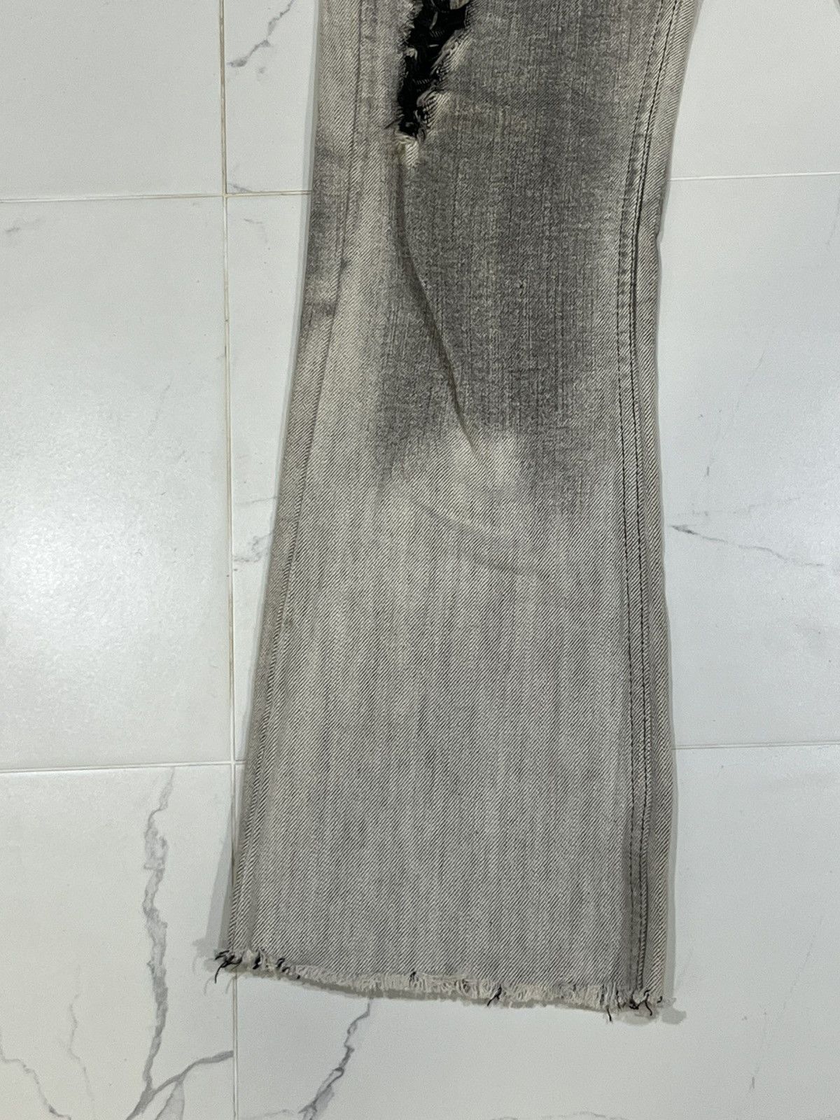 Japanese Brand FLARE💥Japan Brand Ripped Smoke Grey Flared Denim Jeans Size US 32 / EU 48 - 5 Thumbnail