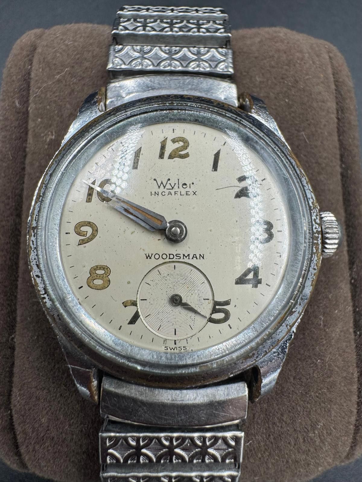 Vintage Wyler Incaflex Woodsman Swiss Manual Wind SubSeconds