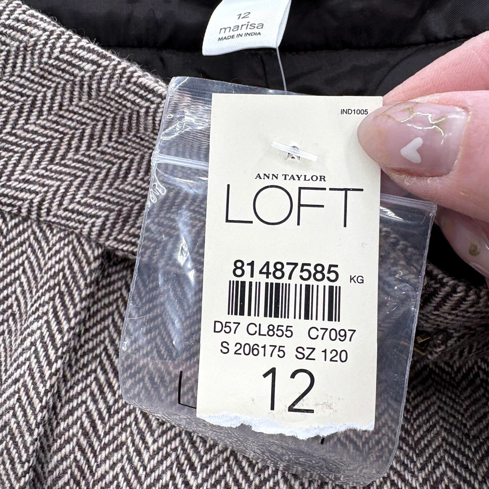 Ann Taylor Ann Taylor LOFT Marisa Cropped Dress Pants Womens 12 Brown Wool Herringbone Pants Dress Size 34" / US 12 / IT 48 - 5 Thumbnail