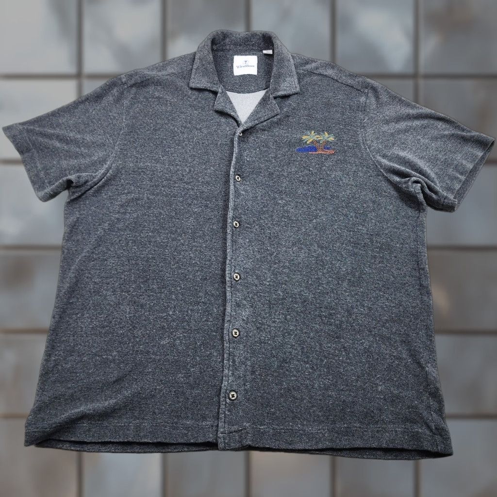 Vintage VINTAGE Caribbean Shirt Mens XL Gray Camp Button Up Embroidered Palm Tree Knit Casual Size US XL / EU 56 / 4 - 1 Thumbnail
