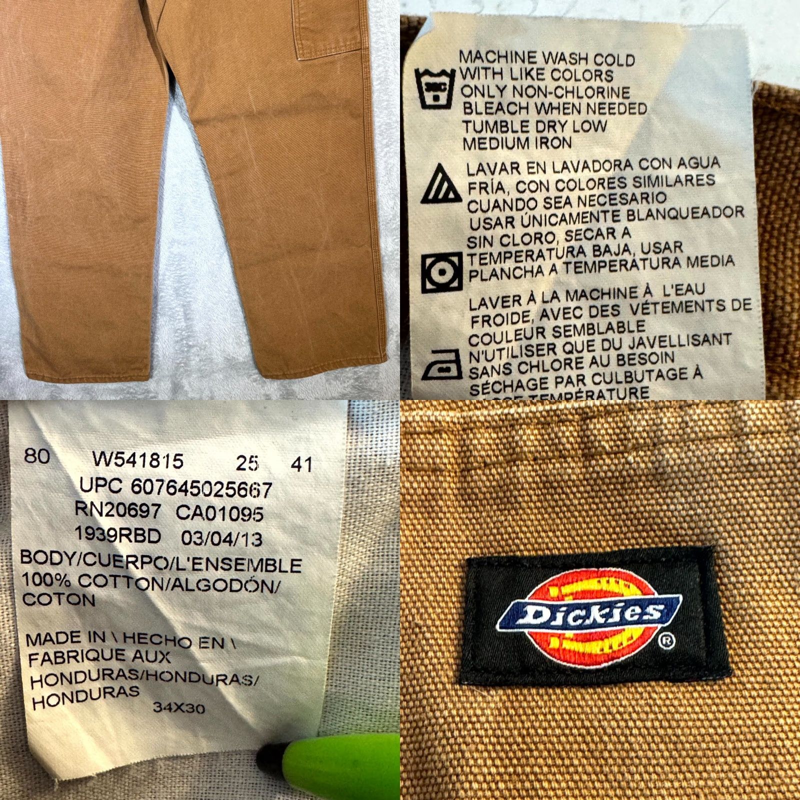 Dickies Dickies Carpenter Jeans 34 x 30 Brown Denim Mid-Rise Straight Leg Mens Jeans Size US 34 / EU 50 - 8 Thumbnail