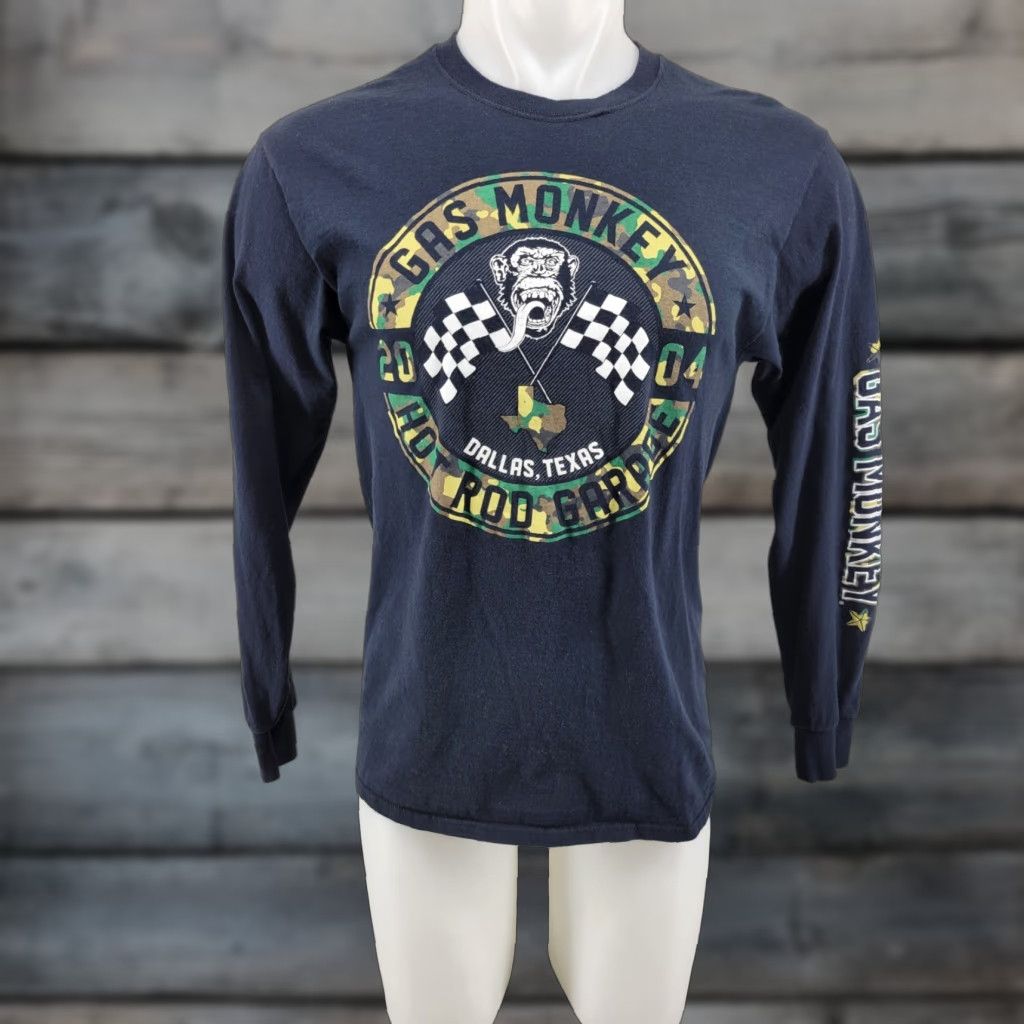 GAS Gas Monkey Garage Black Camo Logo Long Sleeve Shirt M Adult Mens Size US M / EU 48-50 / 2 - 1 Thumbnail