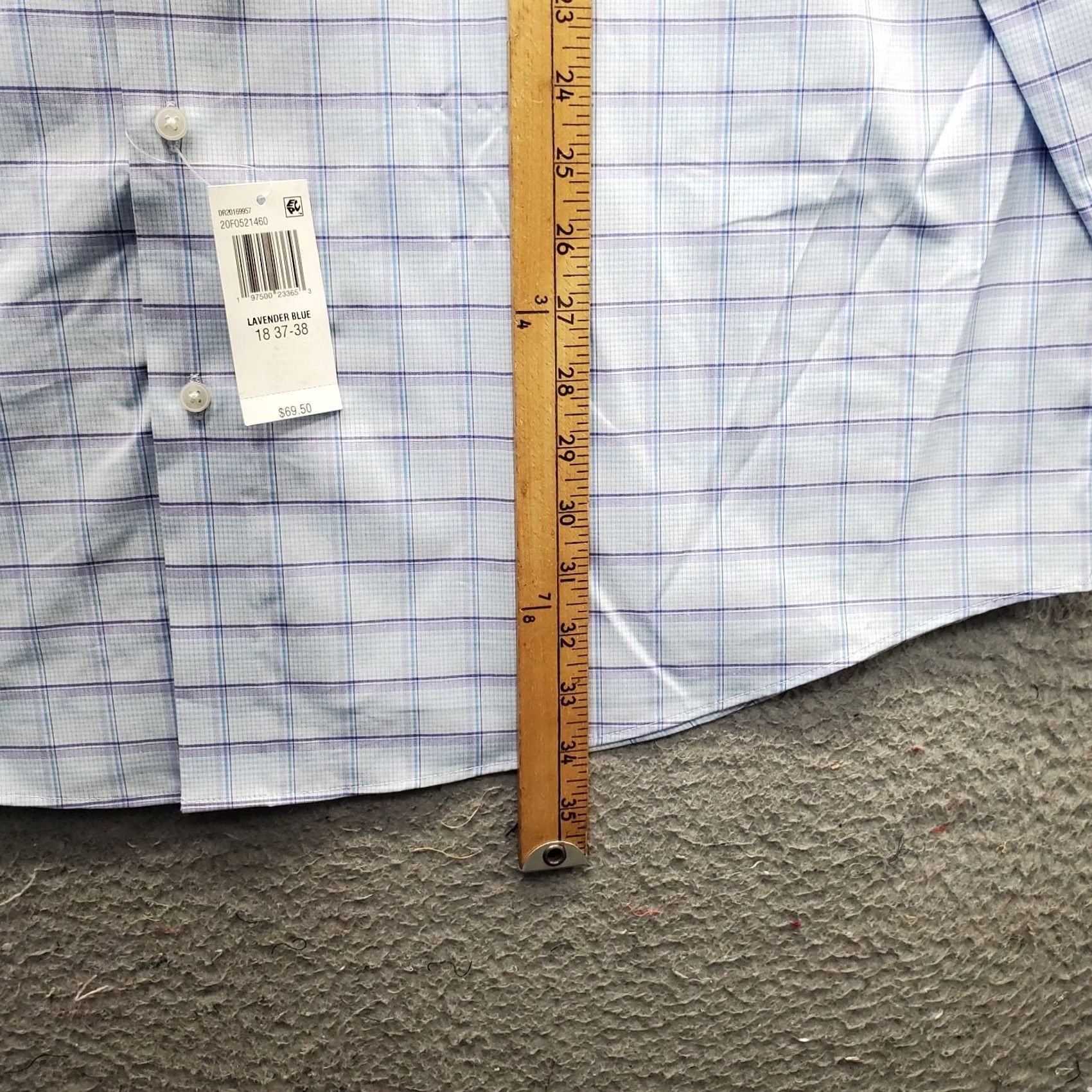 Van Heusen Van Heusen Mens Dress Shirt 18 Multicolor Plaid Tall 18 Wrinkle Free Easy Care 55.5 Chest 34 Length NWT Mens Size 48R - 3 Thumbnail