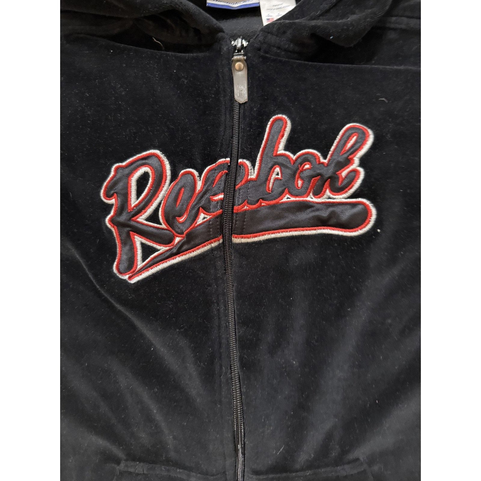 Reebok Reebok Y2K Hoodie Women SM Black Velour Zip Up Jacket Stripe Size S / US 4 / IT 40 - 2 Thumbnail