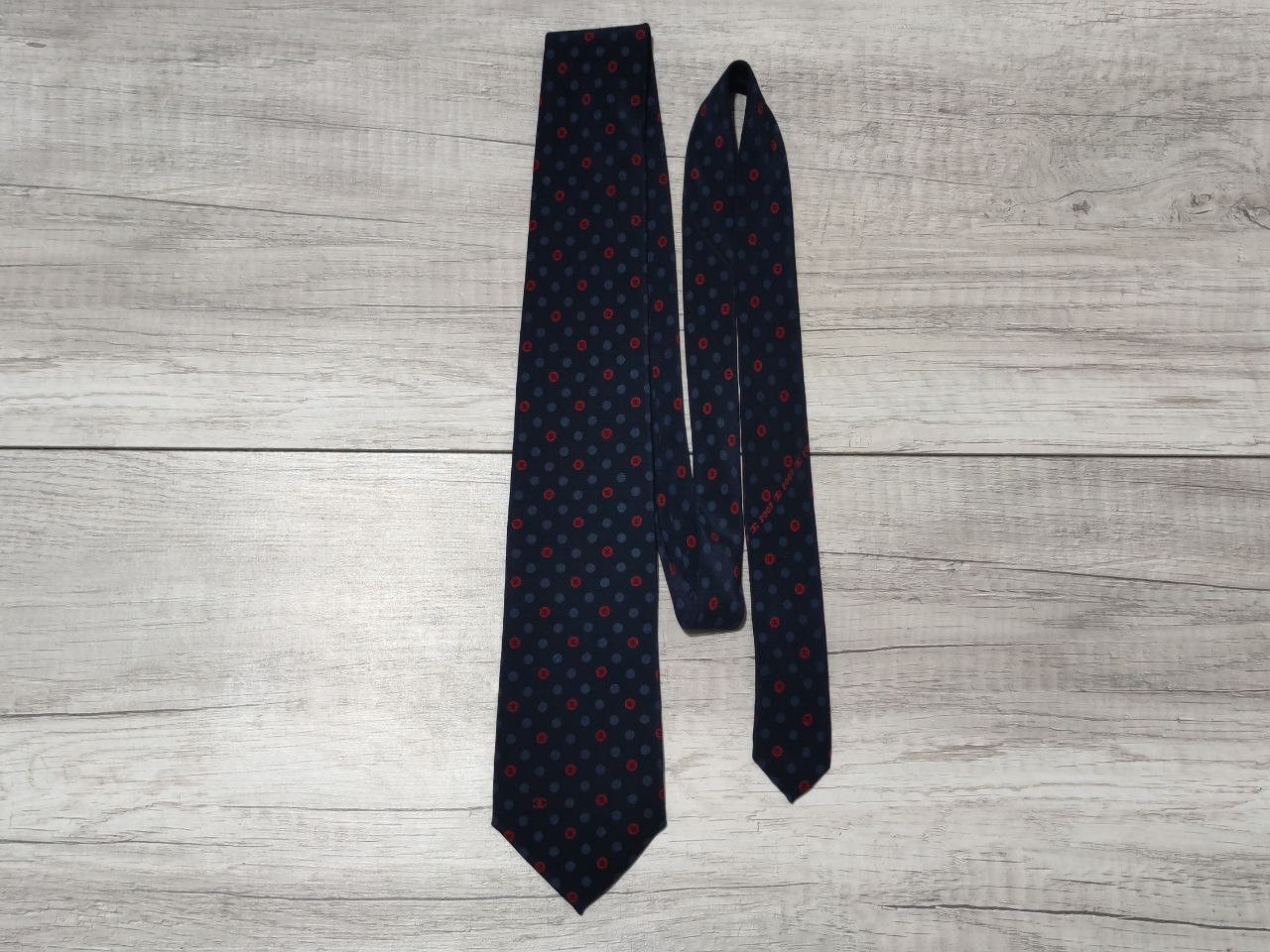 Chanel Chanel COCO Emblem Polka Dot Pattern Mens Silk Tie Necktie Size ONE SIZE - 2 Thumbnail