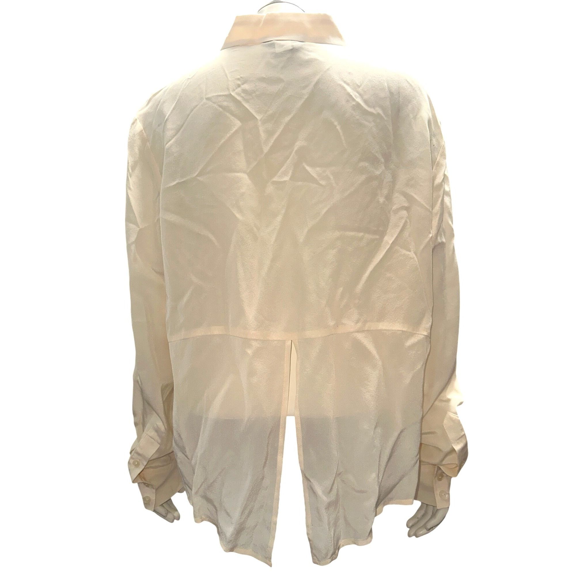 Other Moda International Large Ivory Sheer Silk Blouse Slit Back C Size L / US 10 / IT 46 - 6 Thumbnail