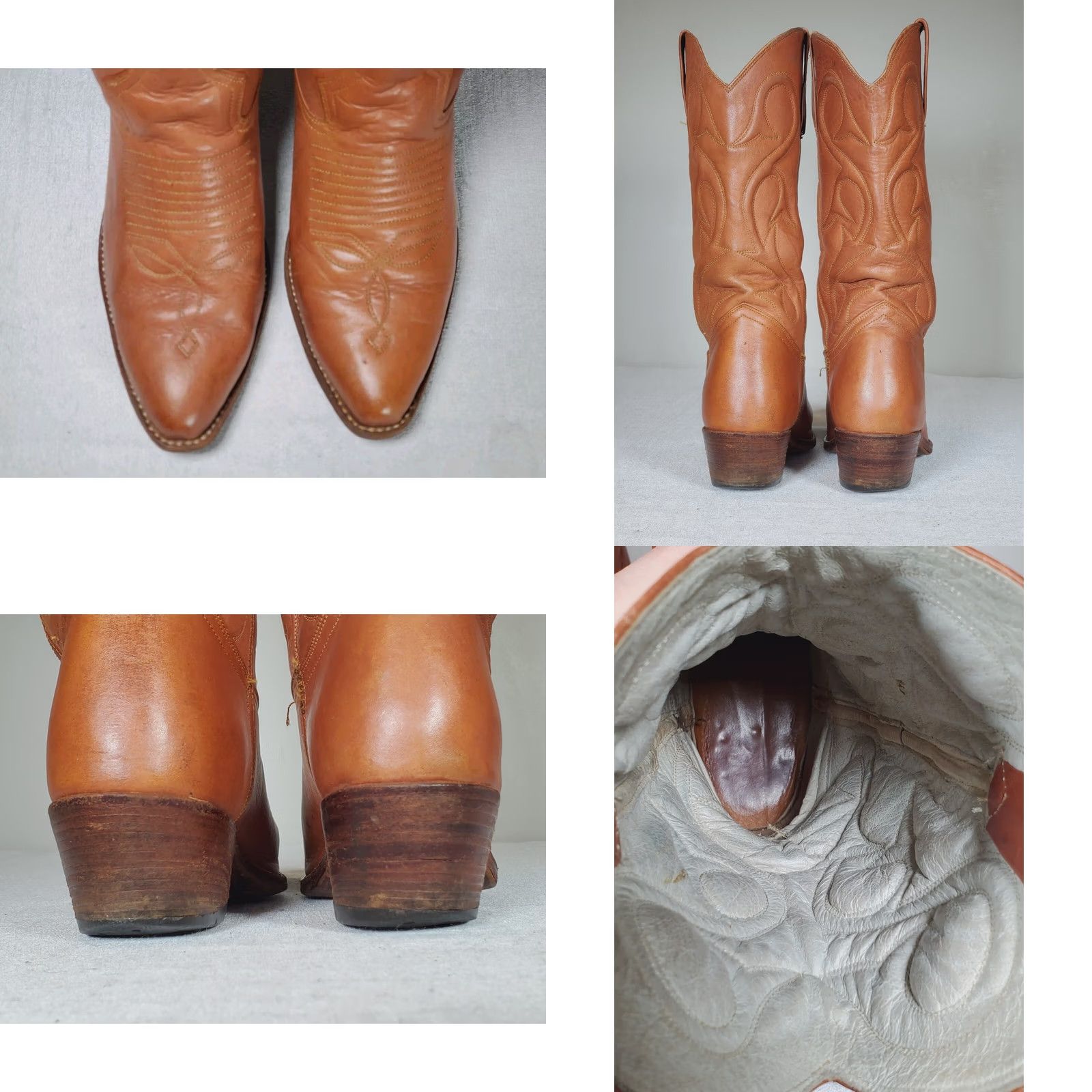 Vintage VTG Light Brown Leather Western Cowgirl Boots Embroidered Women's US 6* Dress/Boots Casual Western, Cowgirl, Ranch Mens Womens Girls Boys Size US 6 / IT 36 - 8 Thumbnail