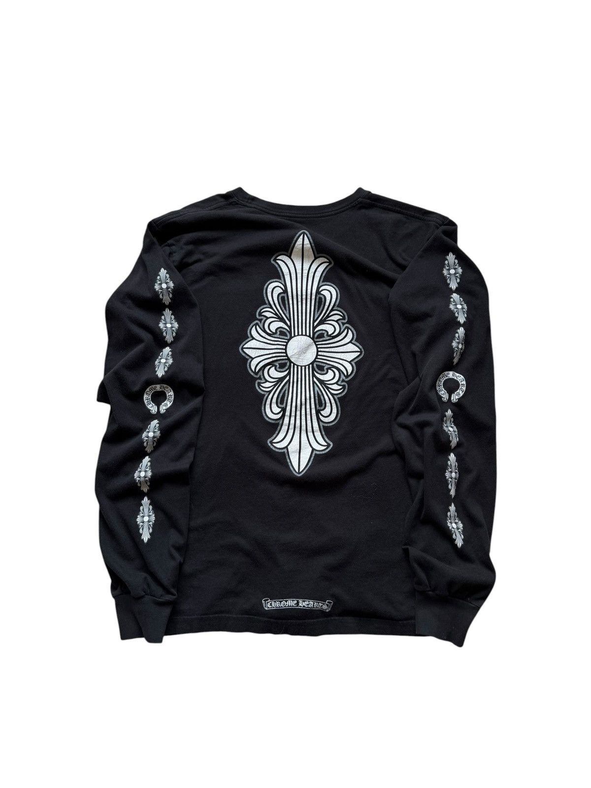 Chrome Hearts Vintage 90s Sun Faded Floral Dagger LS Shirt | Grailed