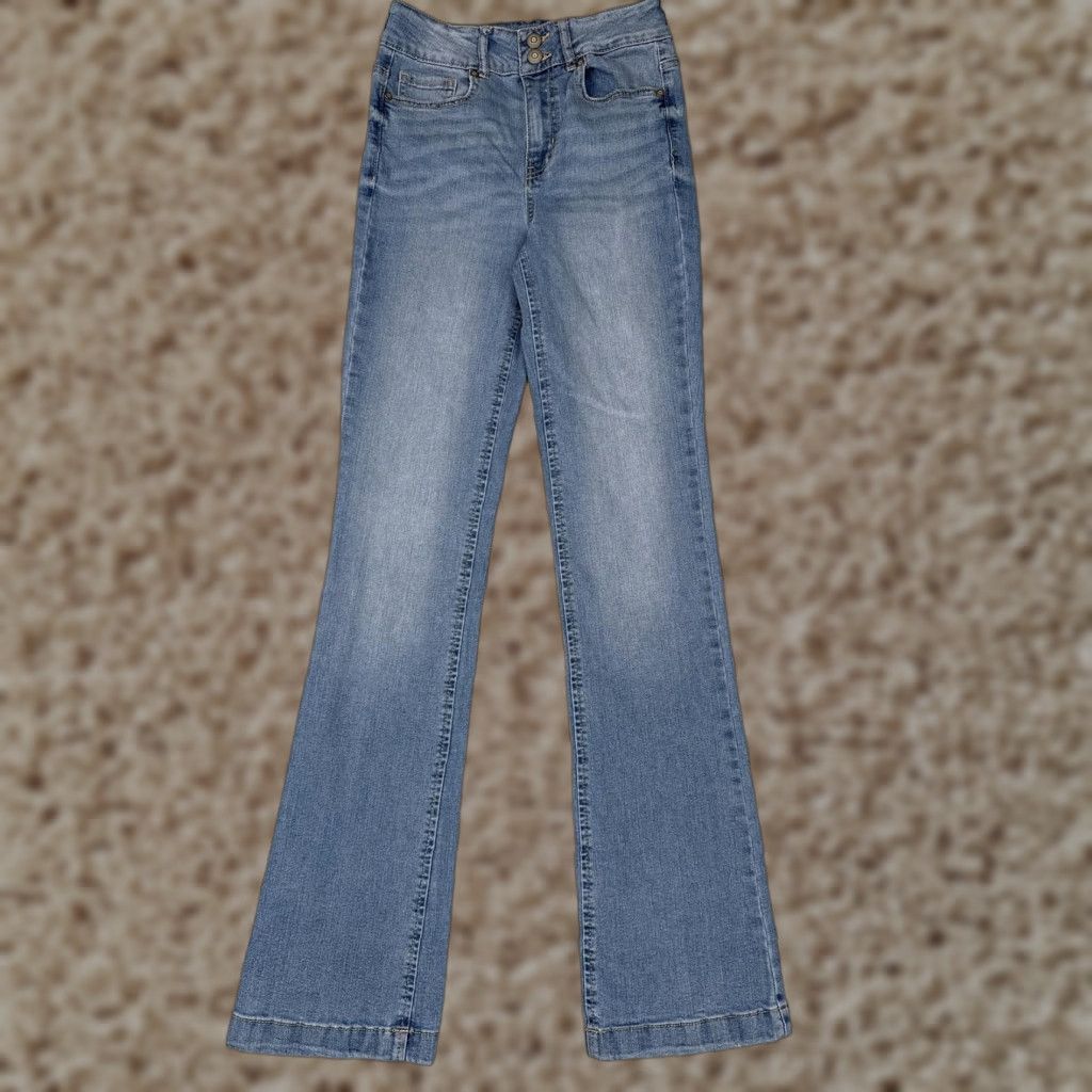 Vintage No Boundaries Jeans Womens High Rise Bootcut Juniors Light Wash Stretch 22x31 Size 25" / US 0 / IT 36 - 1 Thumbnail